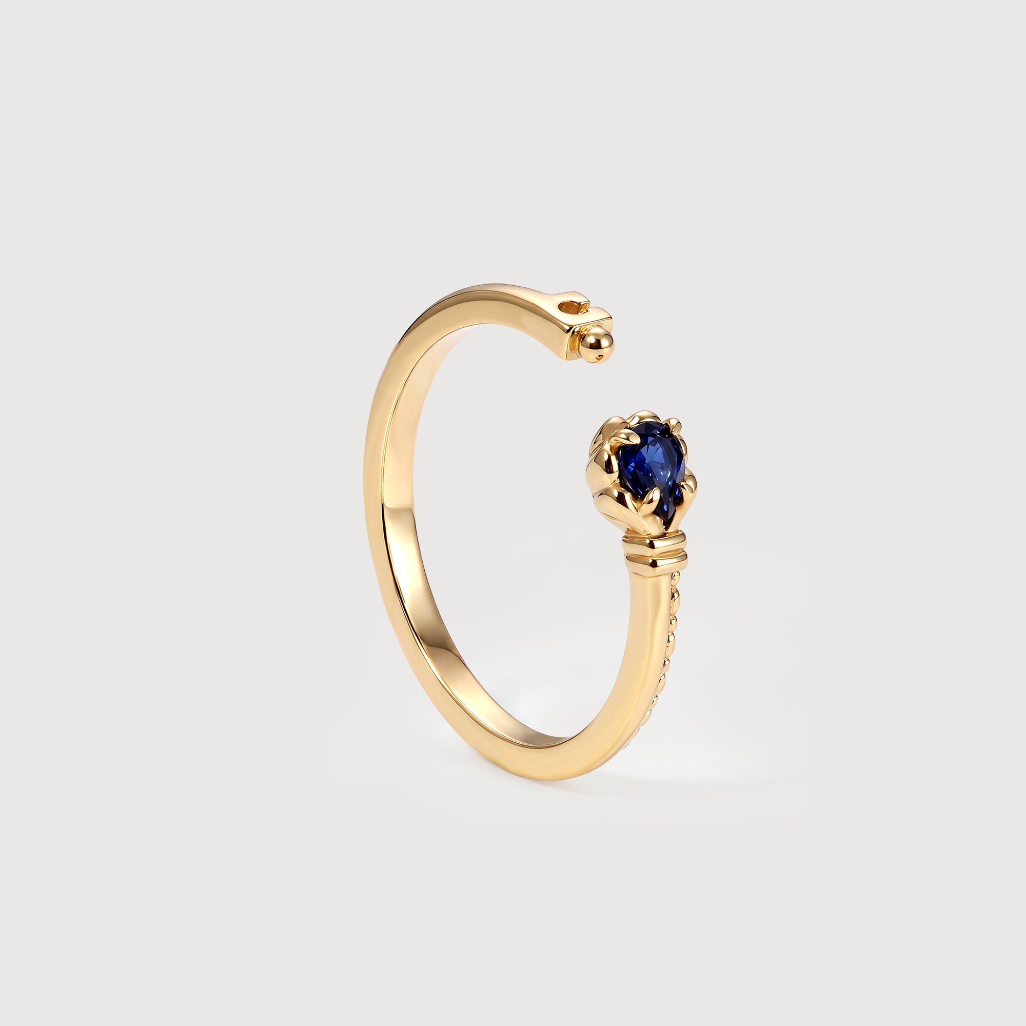 Blue Corundum Gold-Plated S925 Adjustable Ring