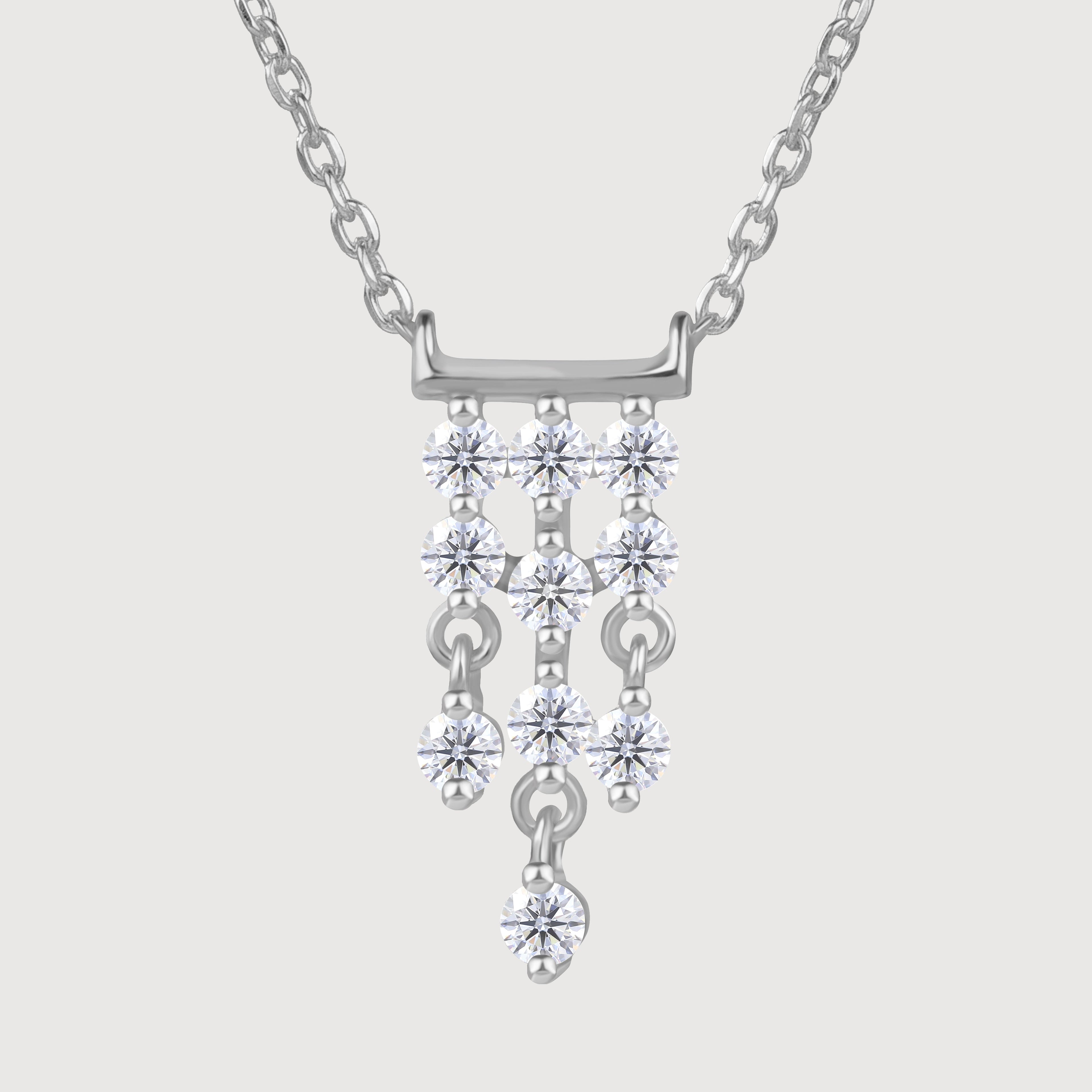 Crystal Cascade Sterling Silver Necklace