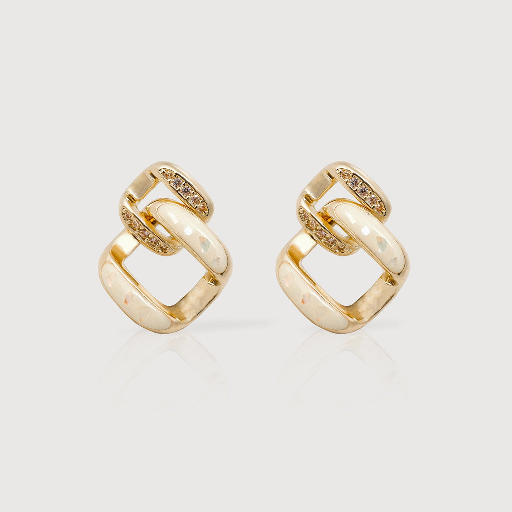 Interlocking Square Accent Stud Earrings