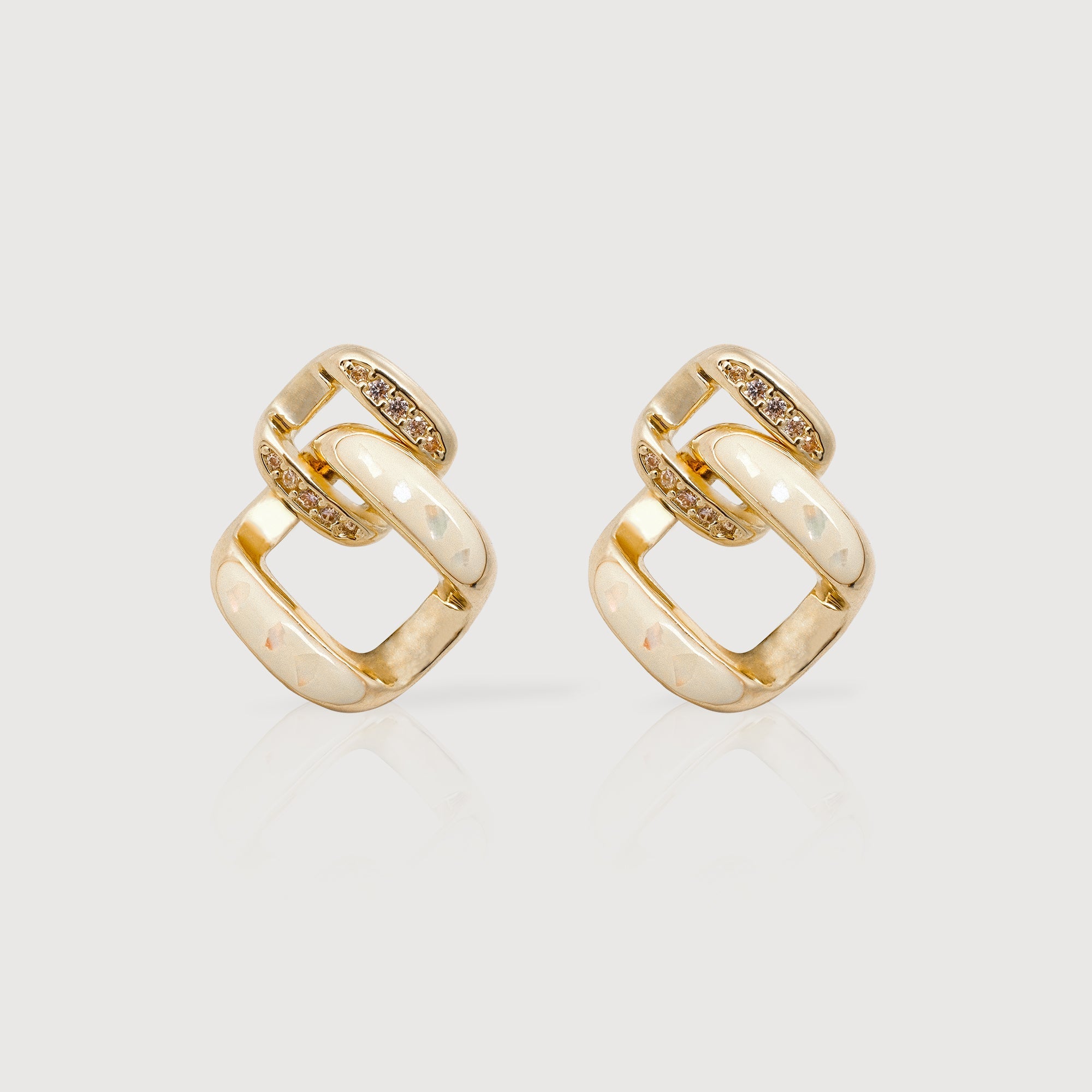 Interlocking Square Accent Stud Earrings