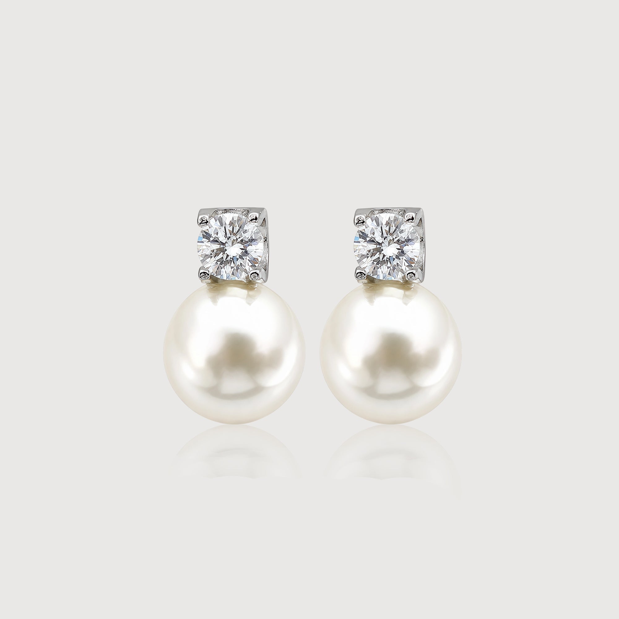 Zircon Pearl Drop Stud Earrings