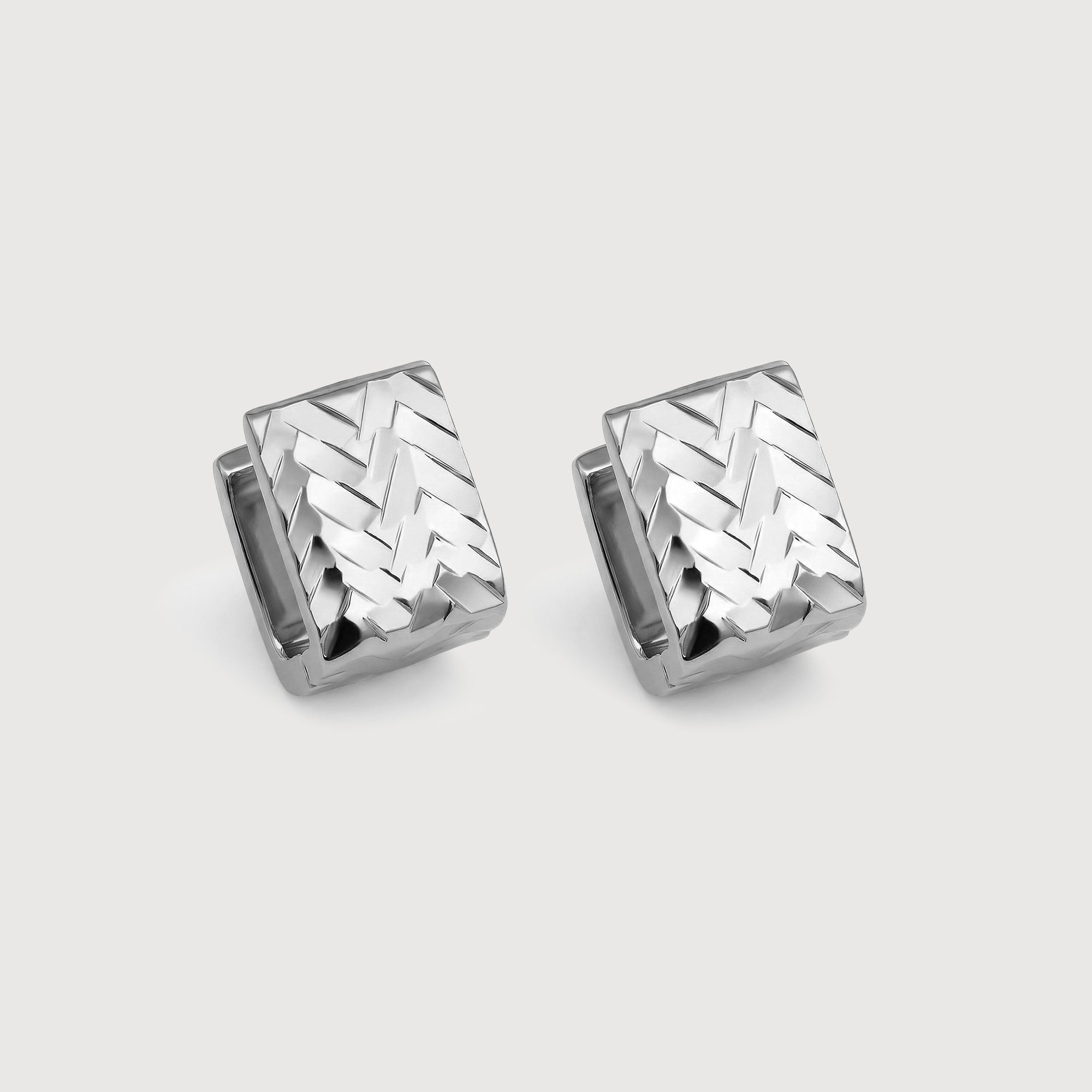 Woven Texture Rectangular Huggie Earrings