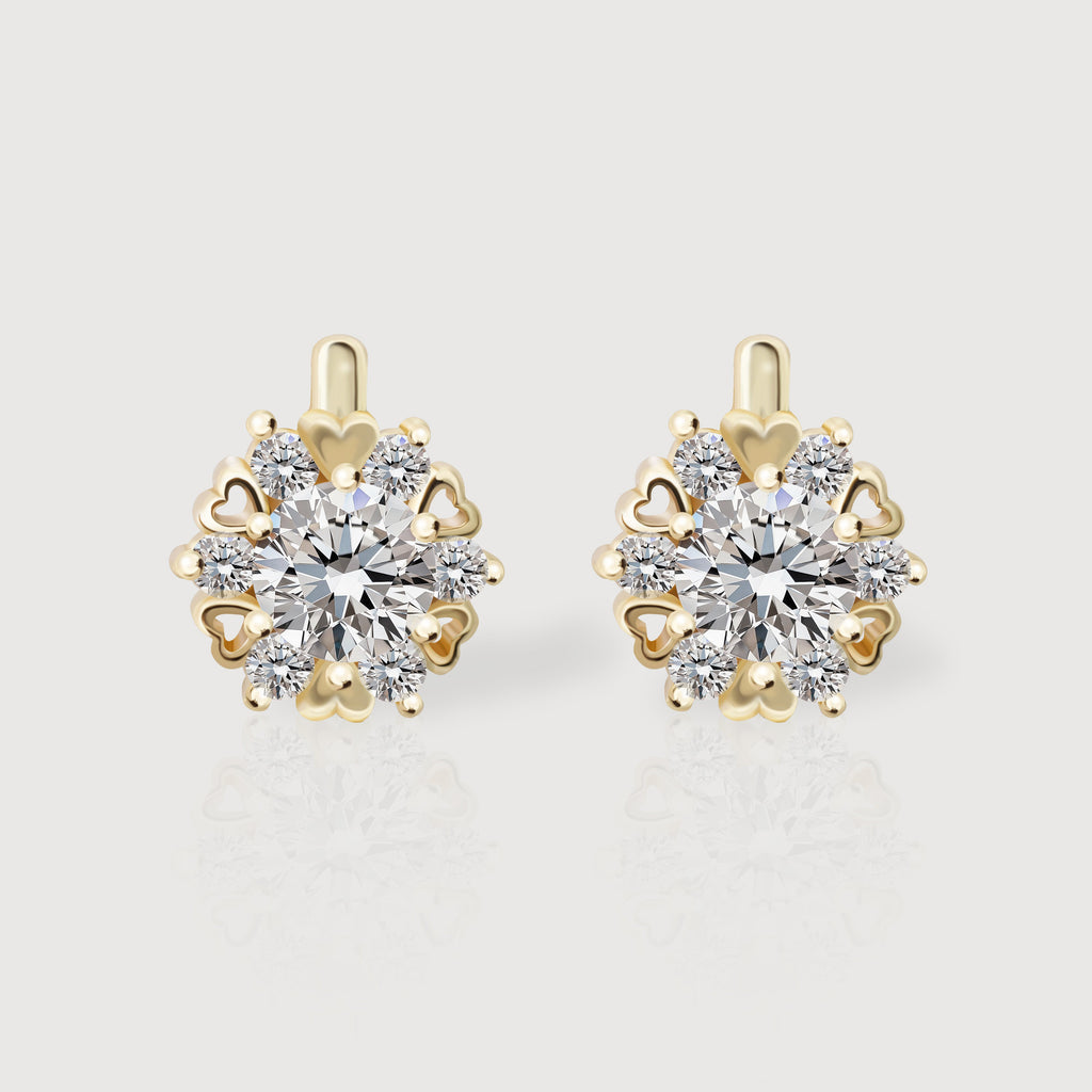 Heart Halo Zirconia Huggie Earrings