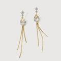 Clover Zircon Chain Tassel Drop Earrings