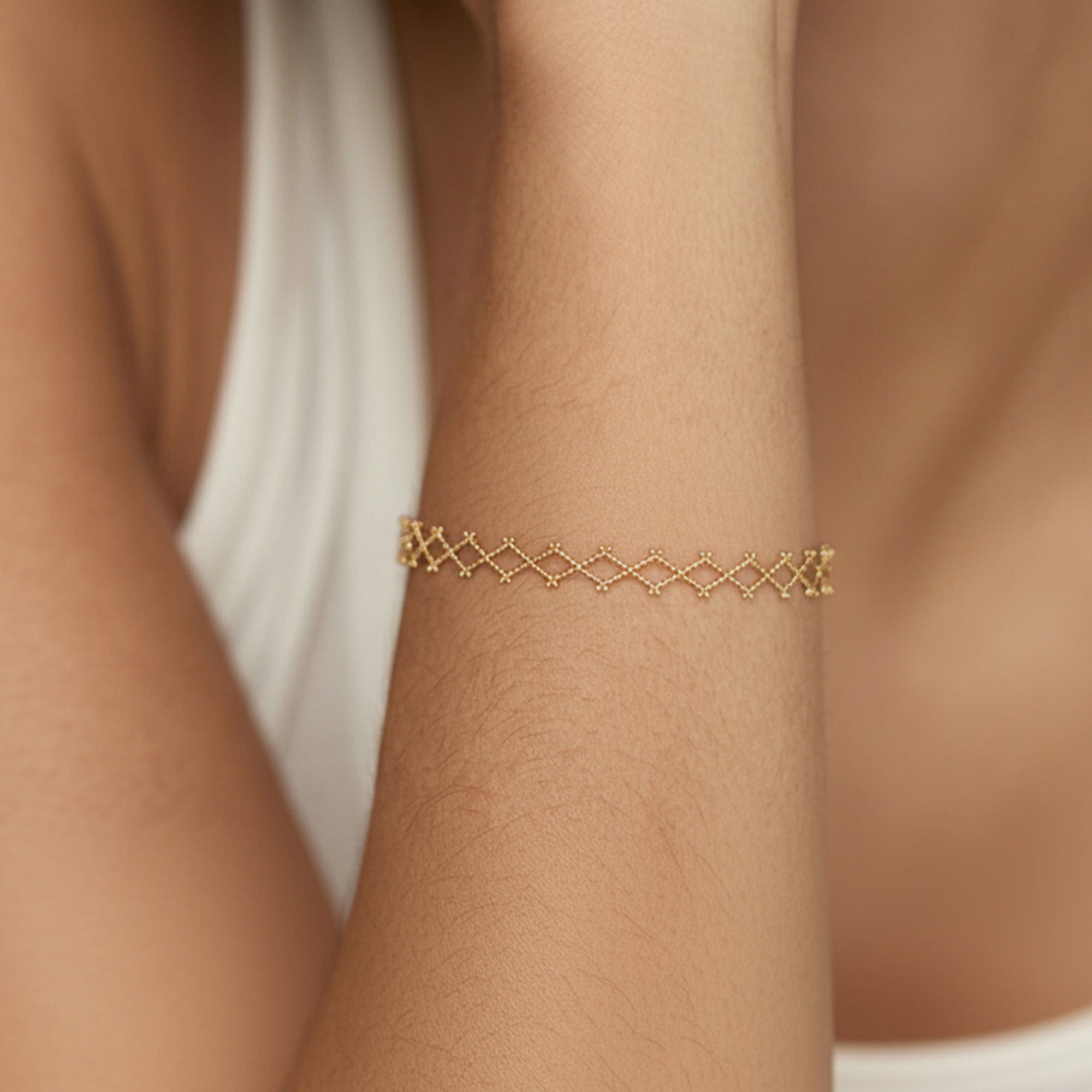 Gold-Tone Sterling Silver Lattice Bracelet