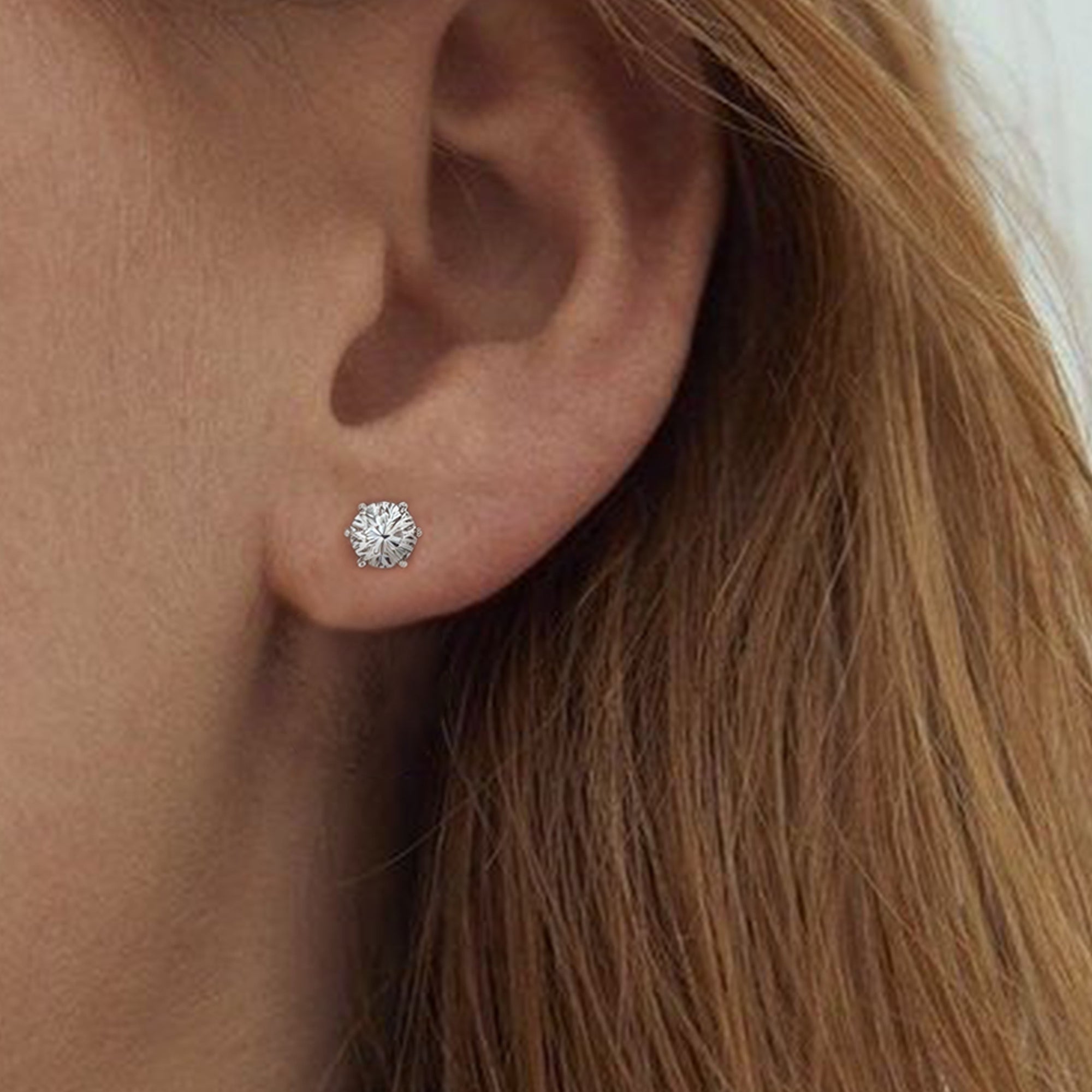 5A CZ Six-Prong Solitaire Stud Earrings