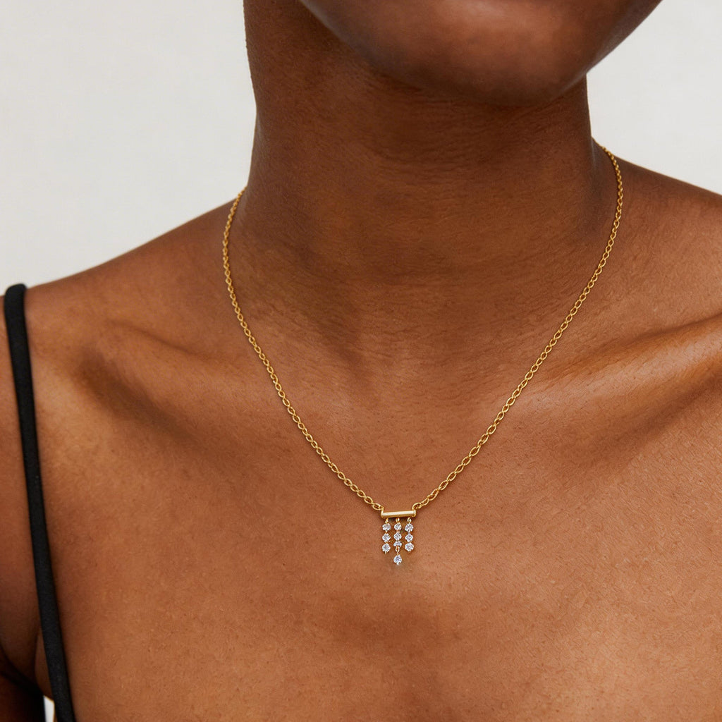 Crystal Cascade Sterling Silver Necklace