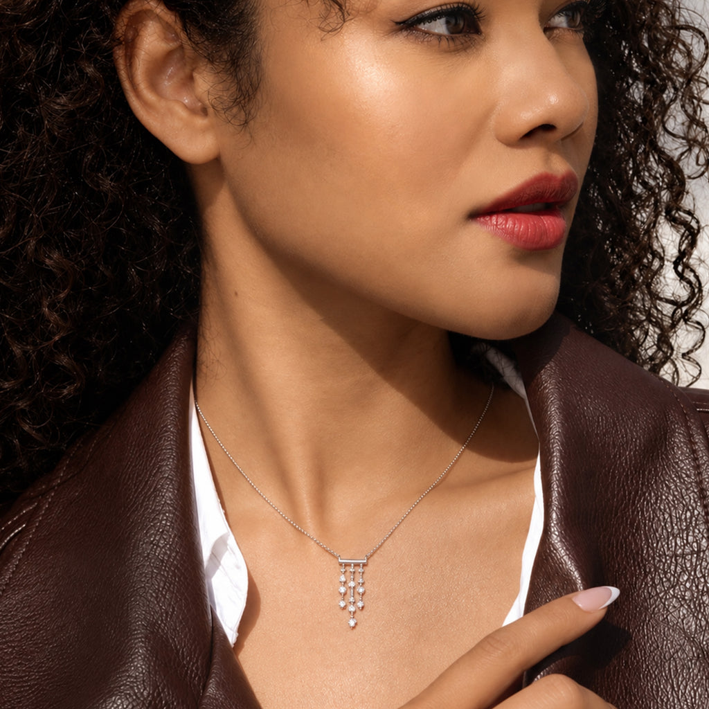 Crystal Cascade Sterling Silver Necklace