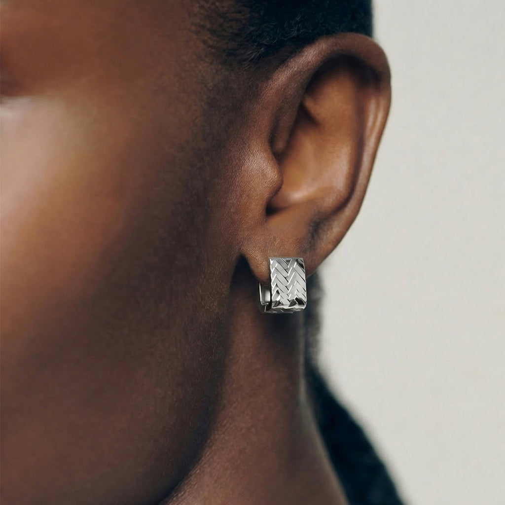 Woven Texture Rectangular Huggie Earrings