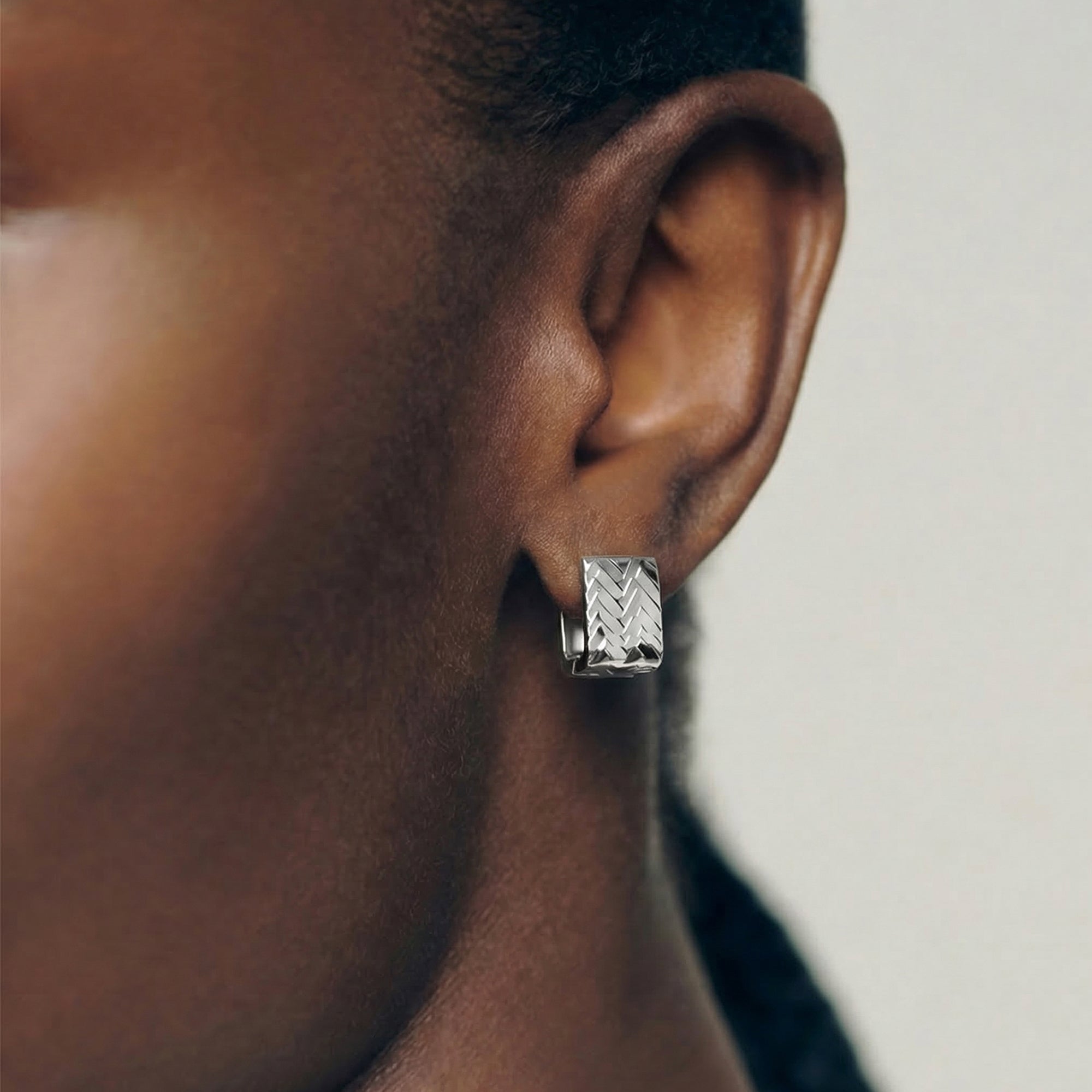 Woven Texture Rectangular Huggie Earrings