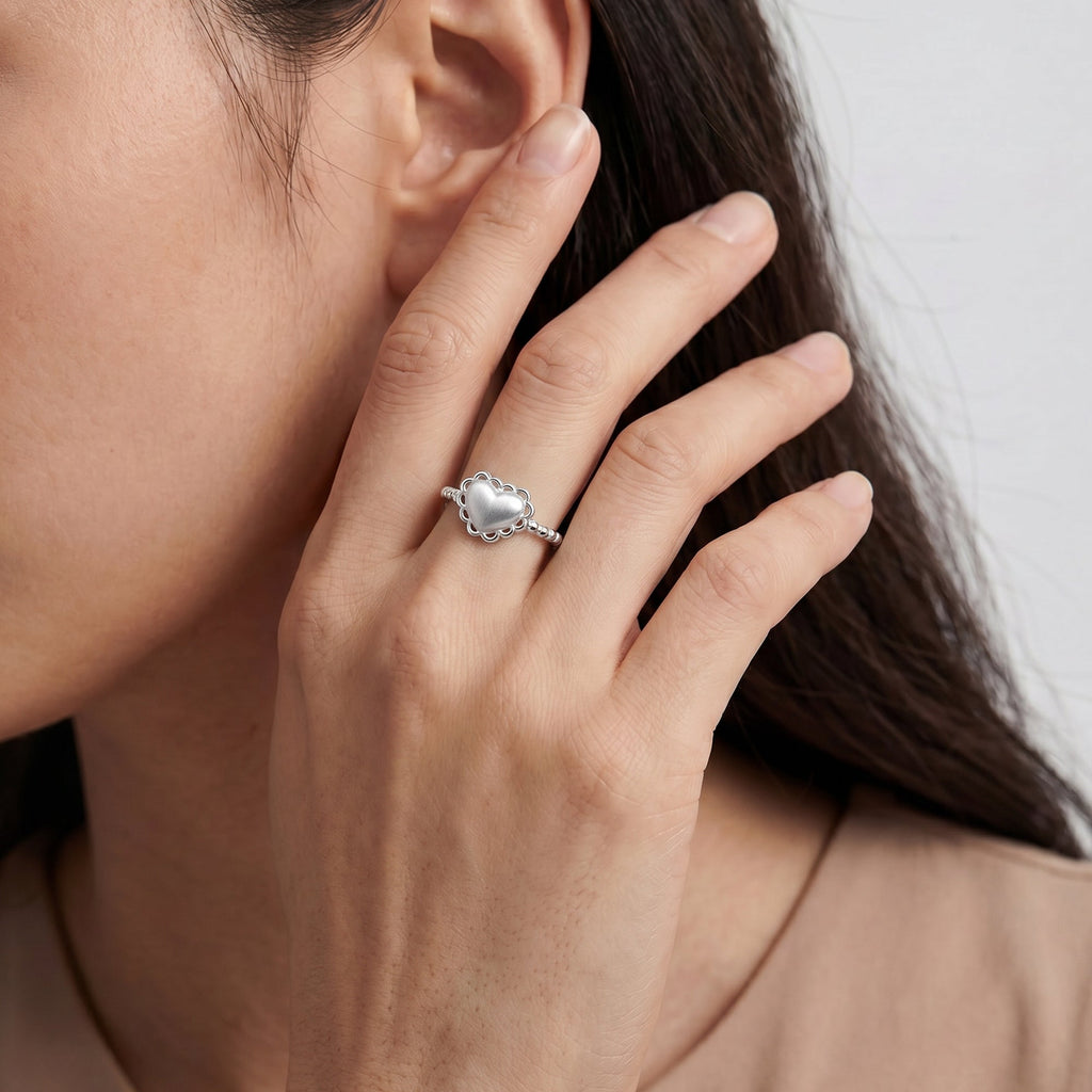 Heart Motif S999 Fine Silver Adjustable Ring