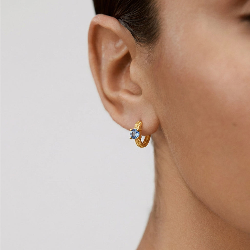 Blue Zircon S925 Huggie Earrings