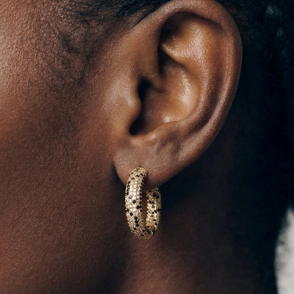 Pavé Leopard Pattern Hoop Earrings