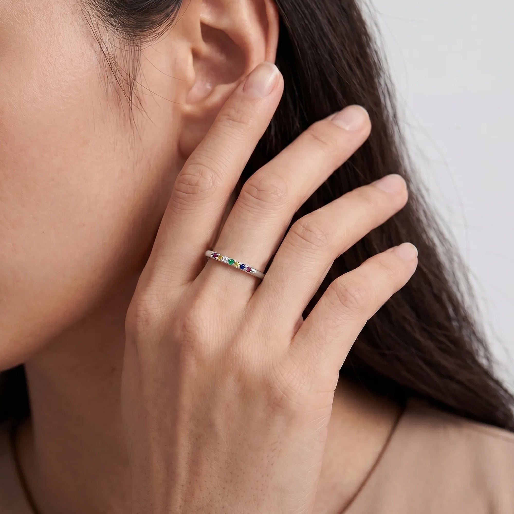 Multicolor CZ 18K Gold-Plated S999 Ring