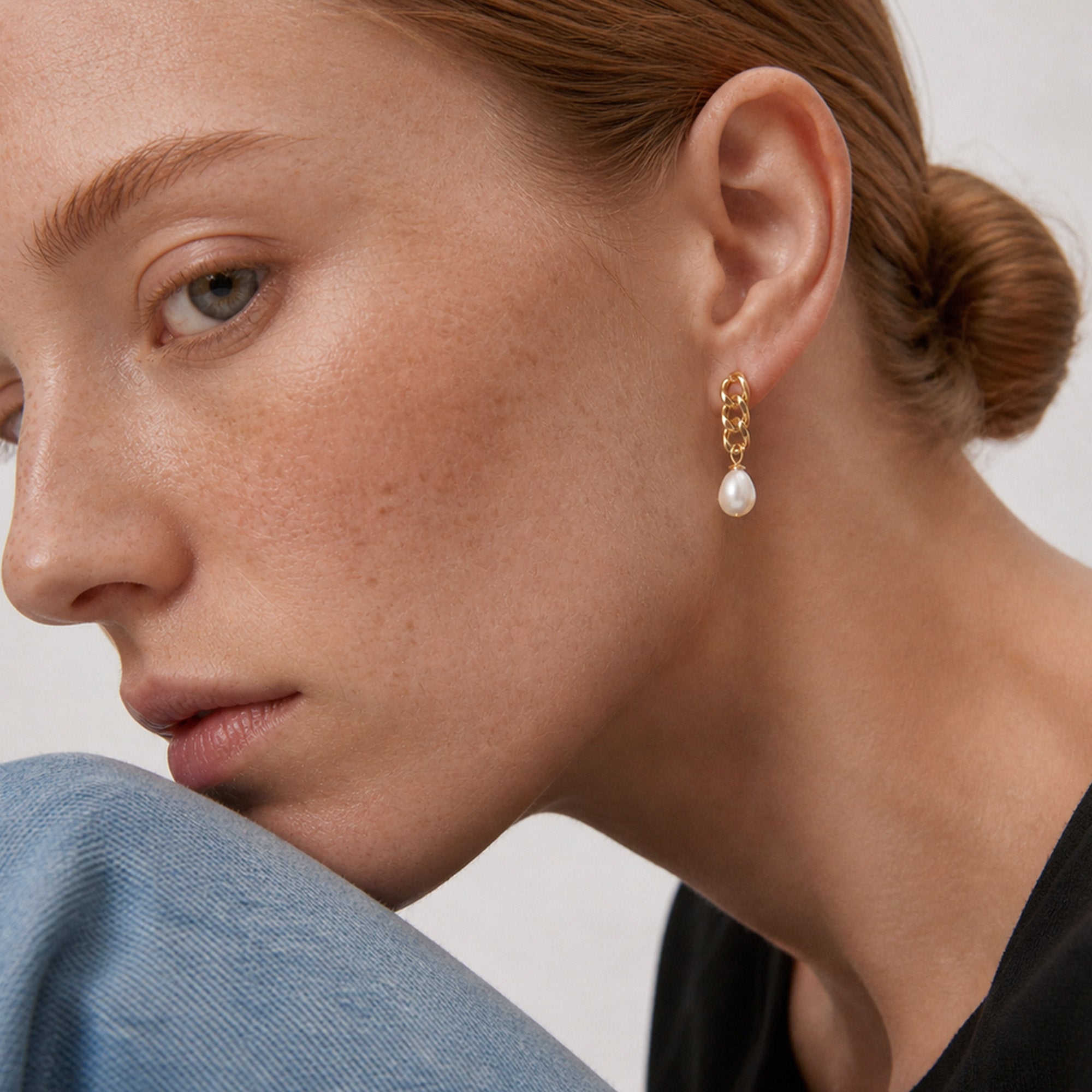 Chunky Chain Pearl Drop Earrings