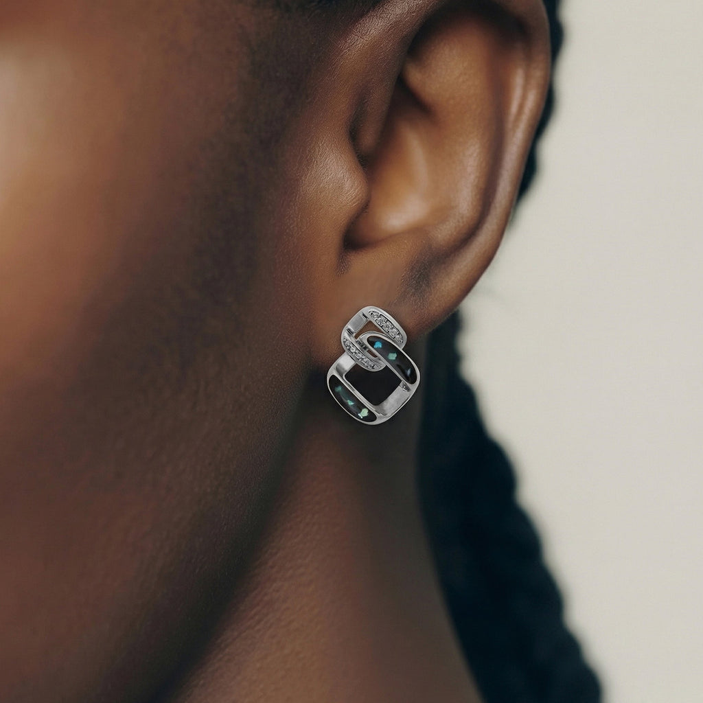 Interlocking Square Accent Stud Earrings