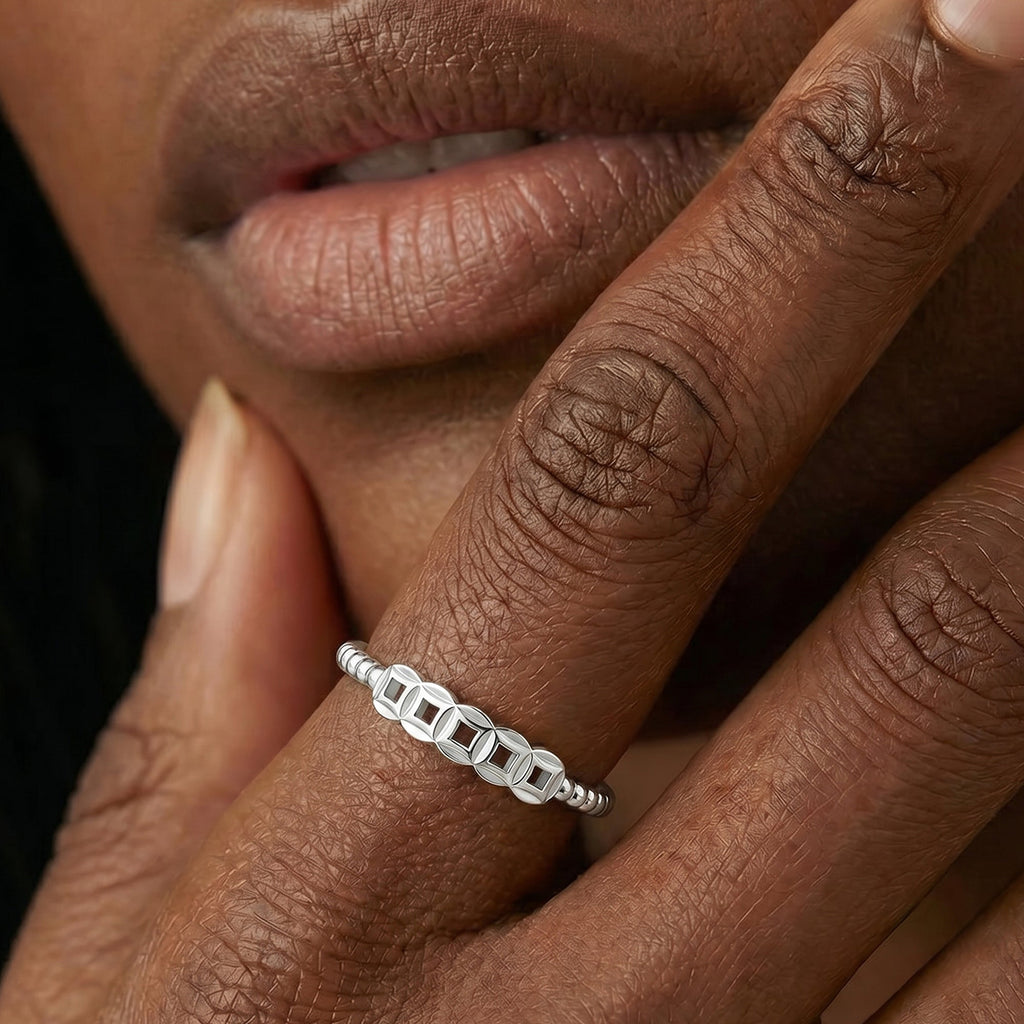 S925 Silver Geometric Open Band Ring
