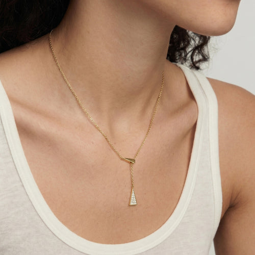 14K Gold-Plated Y-Drop Triangle Necklace
