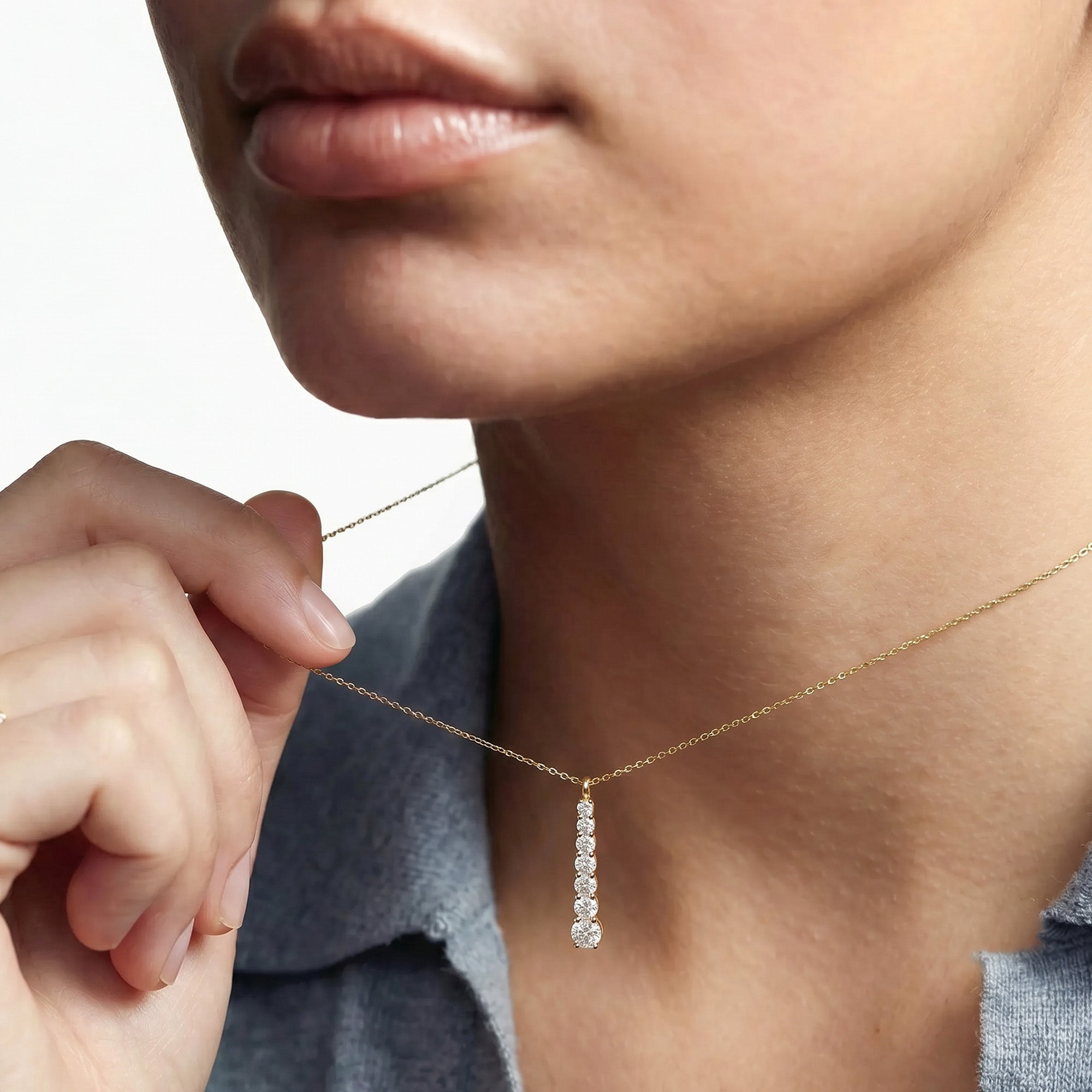 Gold-Plated Graduated Stone Bar Necklace