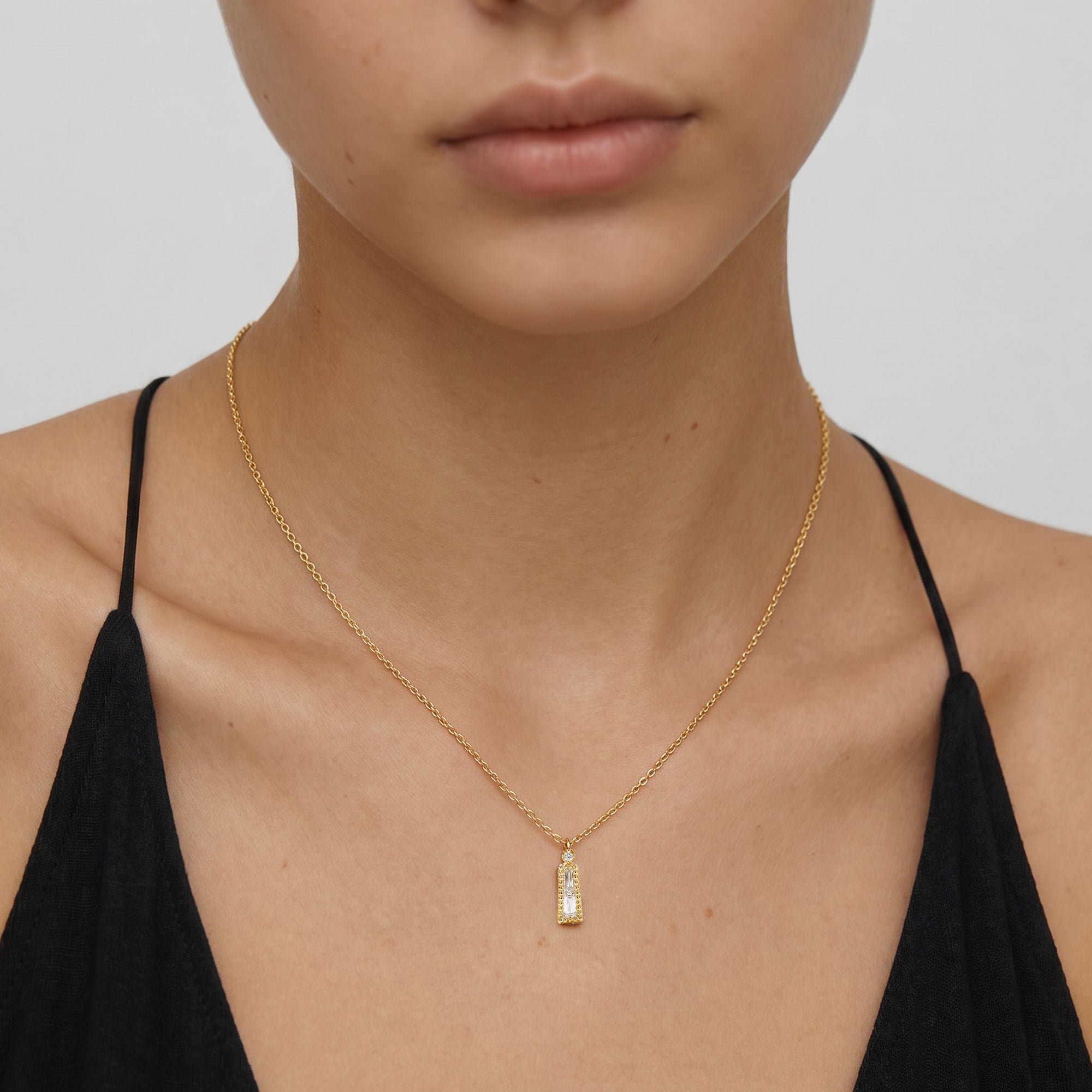 Gold-Plated Sterling Silver Bar Pendant Necklace