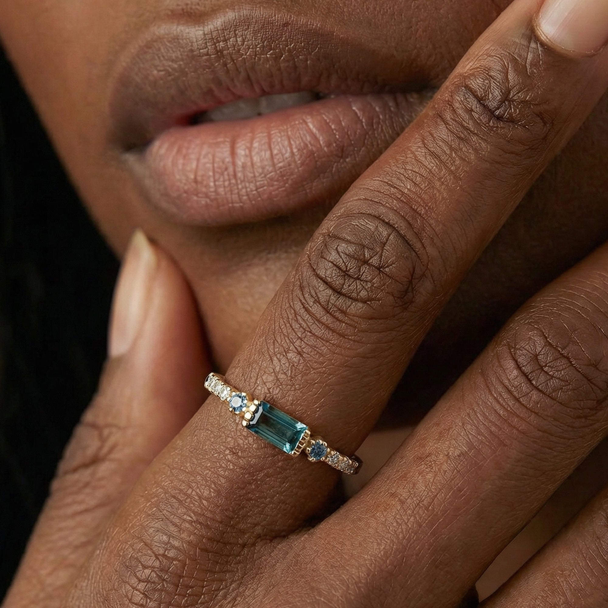 London Blue Gemstone Gold-Plated S925 Ring