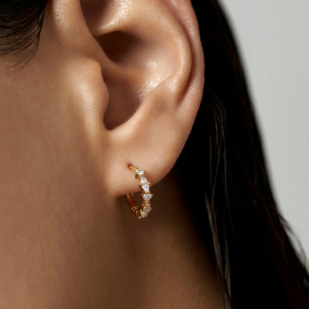 Graduated Marquise Zircon Hoop Earrings