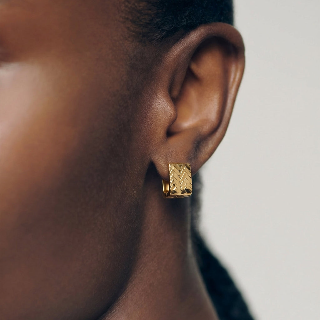 Woven Texture Rectangular Huggie Earrings