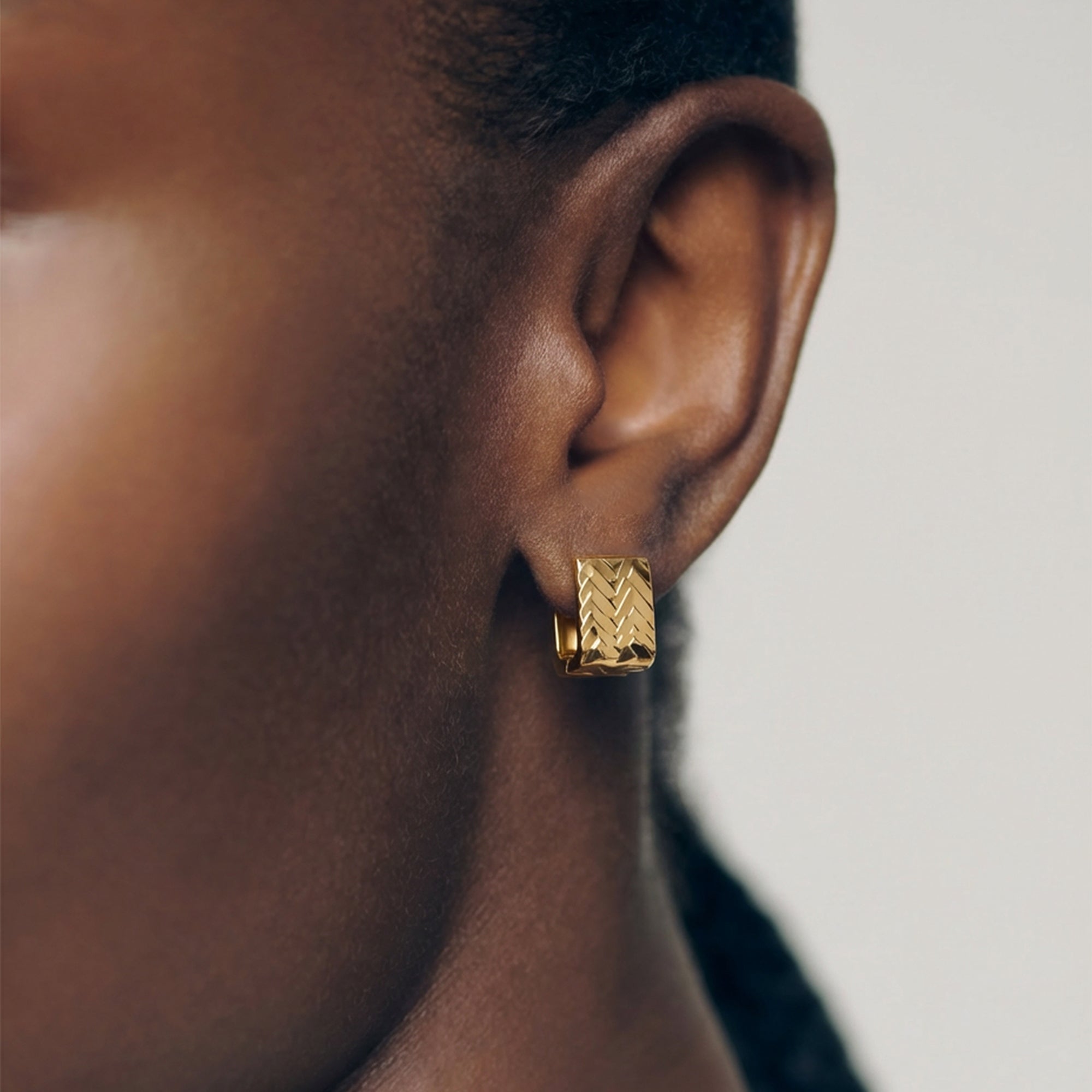 Woven Texture Rectangular Huggie Earrings