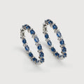 Blue Zircon Silver-Tone Hoop Earrings