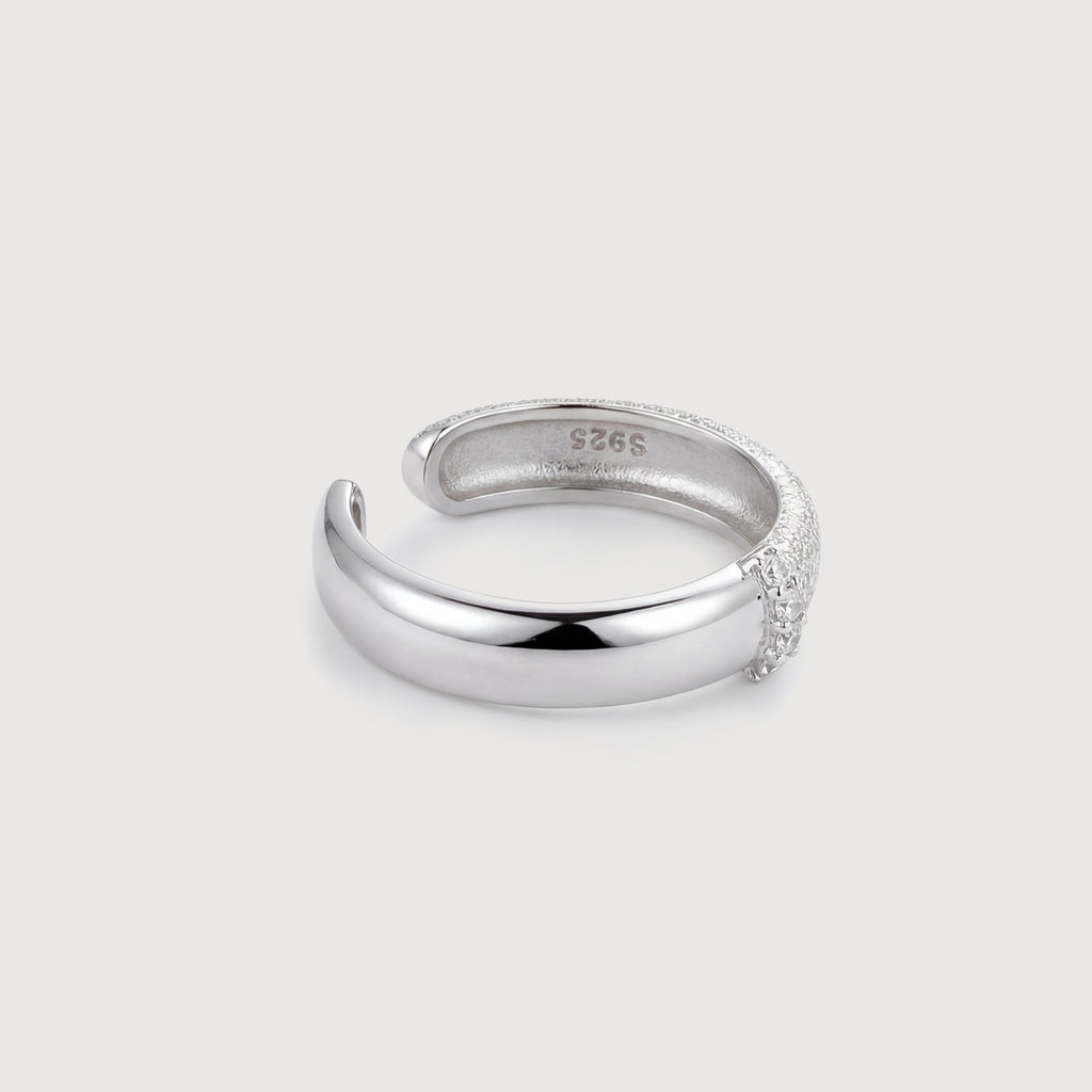 Textured Zircon S925 Silver Open Ring