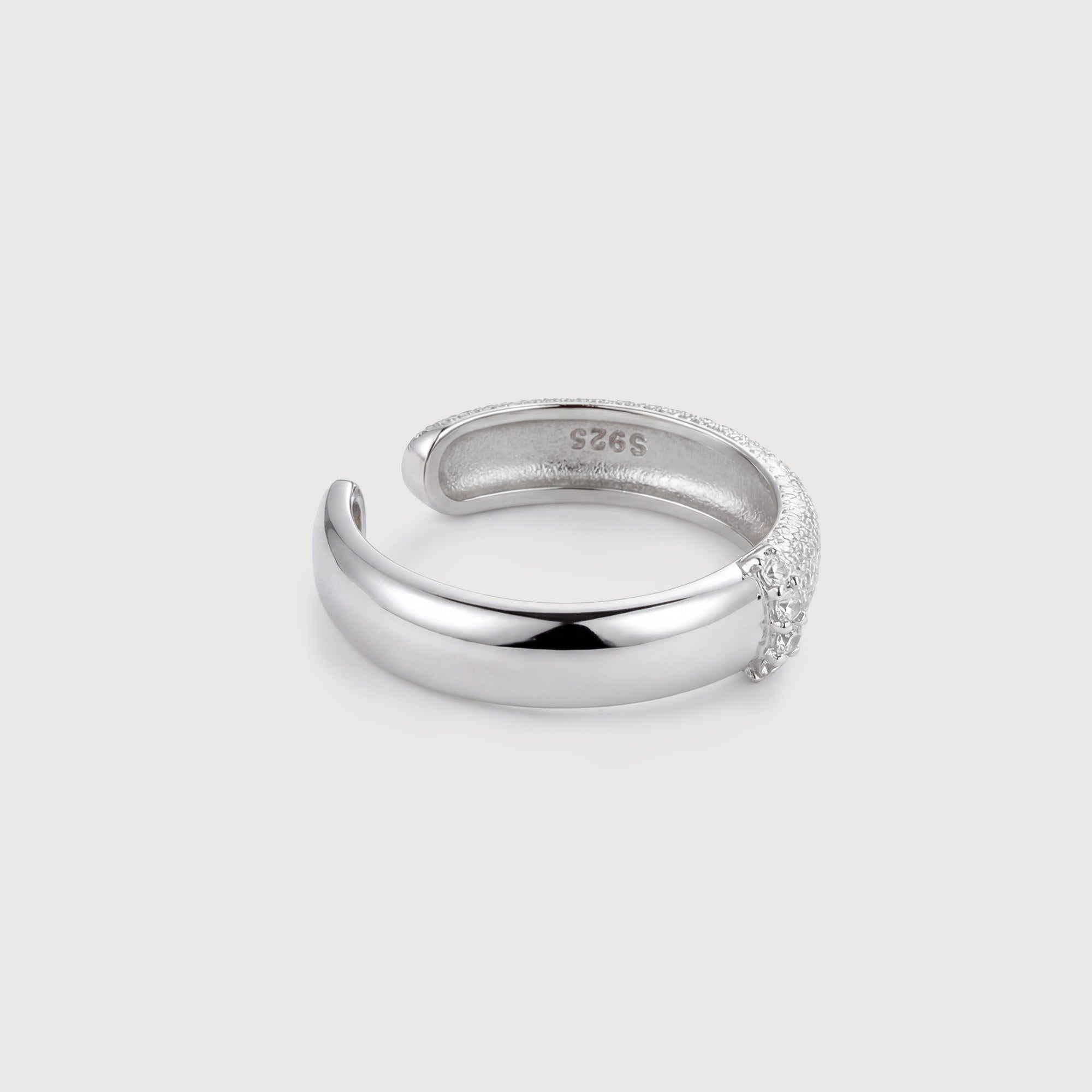 Textured Zircon S925 Silver Open Ring