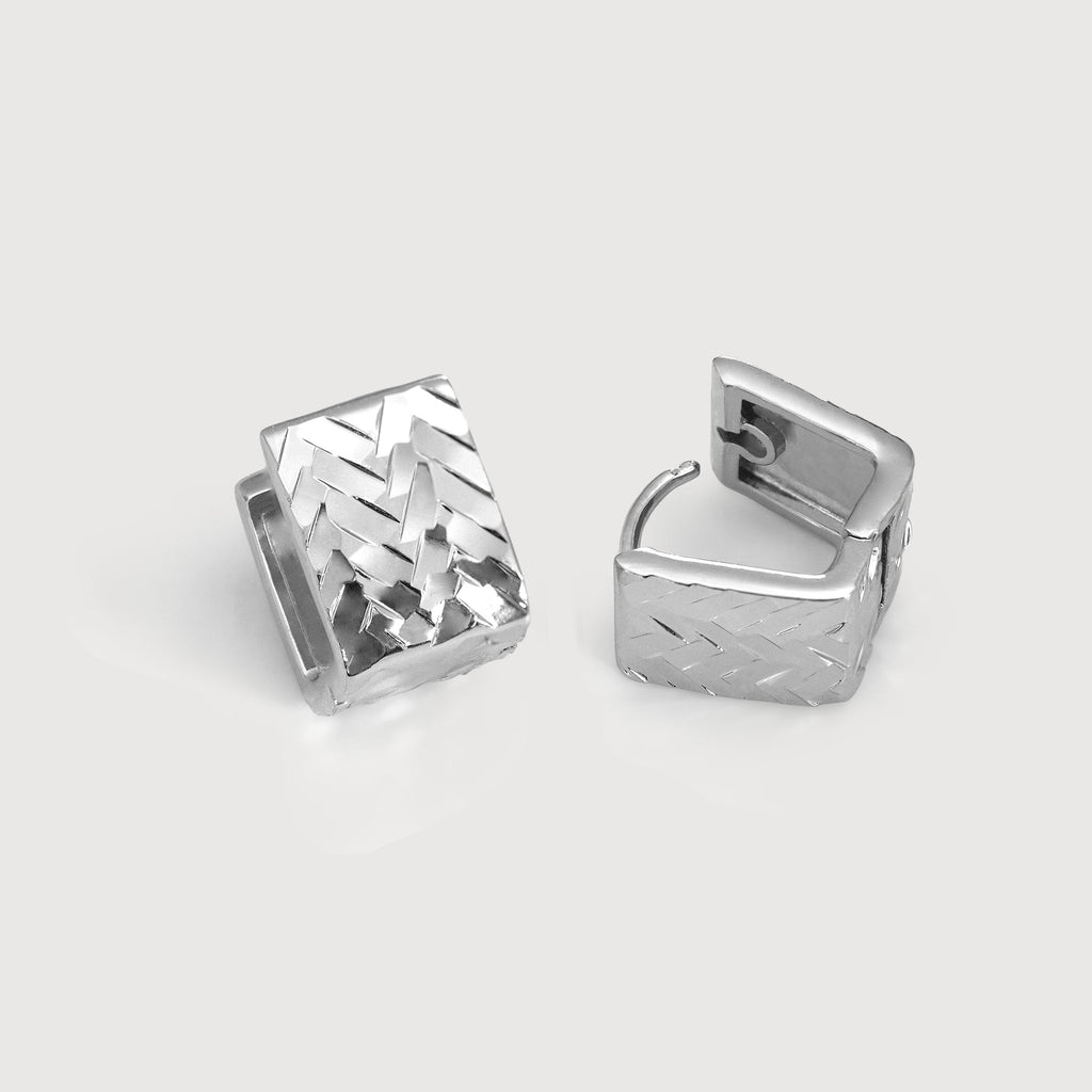 Woven Texture Rectangular Huggie Earrings