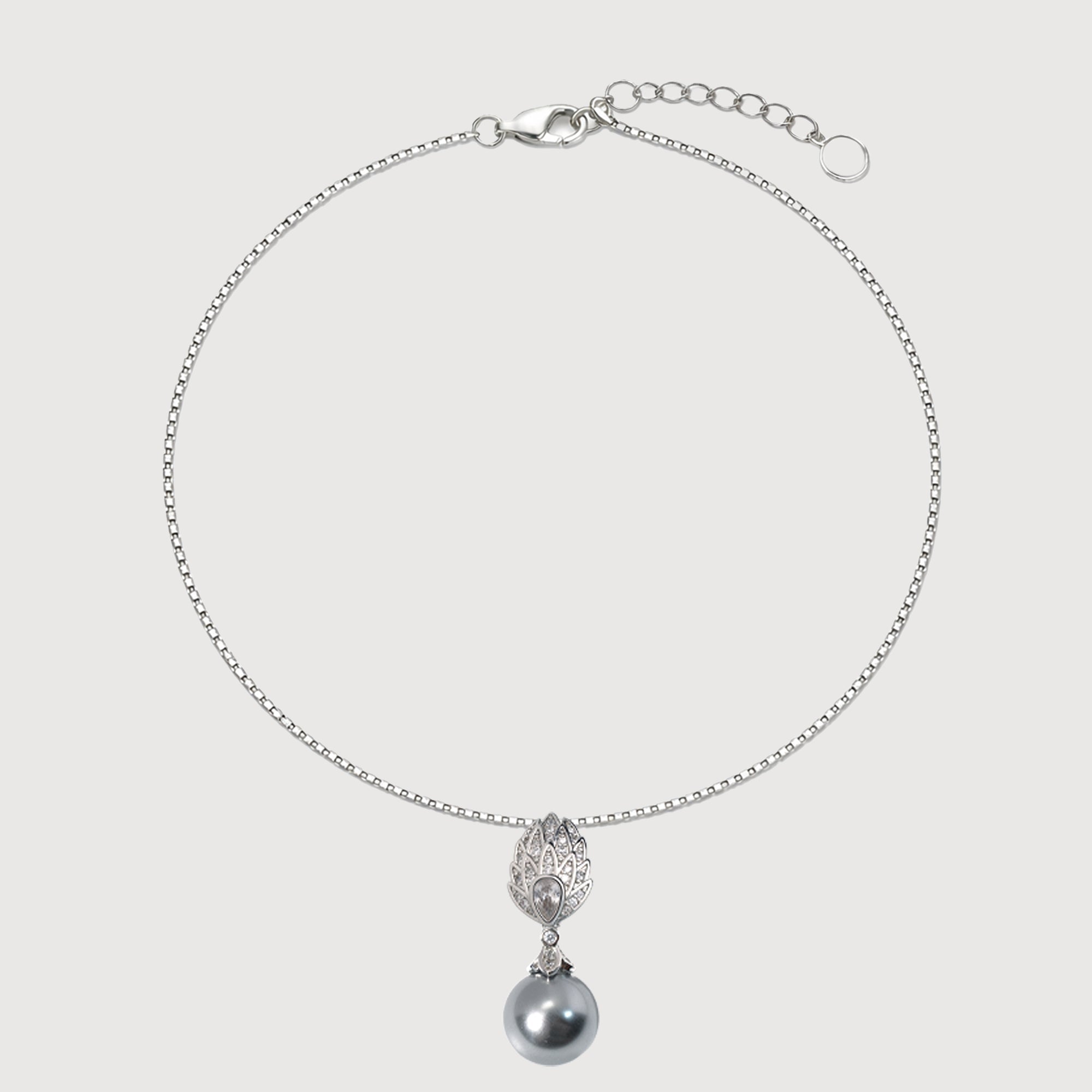 Silver-Tone Sculptural Grey Drop Necklace