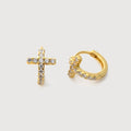 Cubic Zirconia Cross Huggie Earrings