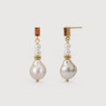 Champagne Pearl Drop Stud Earrings