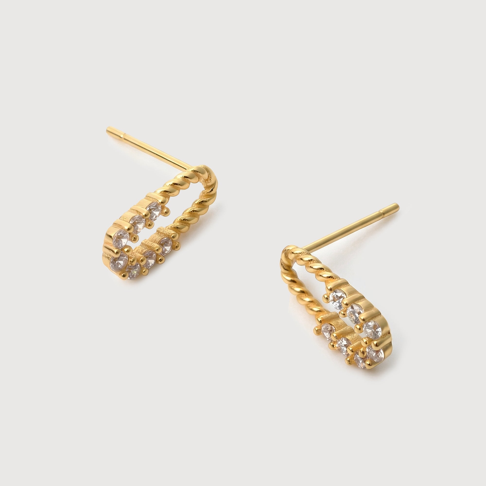 Twisted Oval Clear Stone Sterling Silver Studs