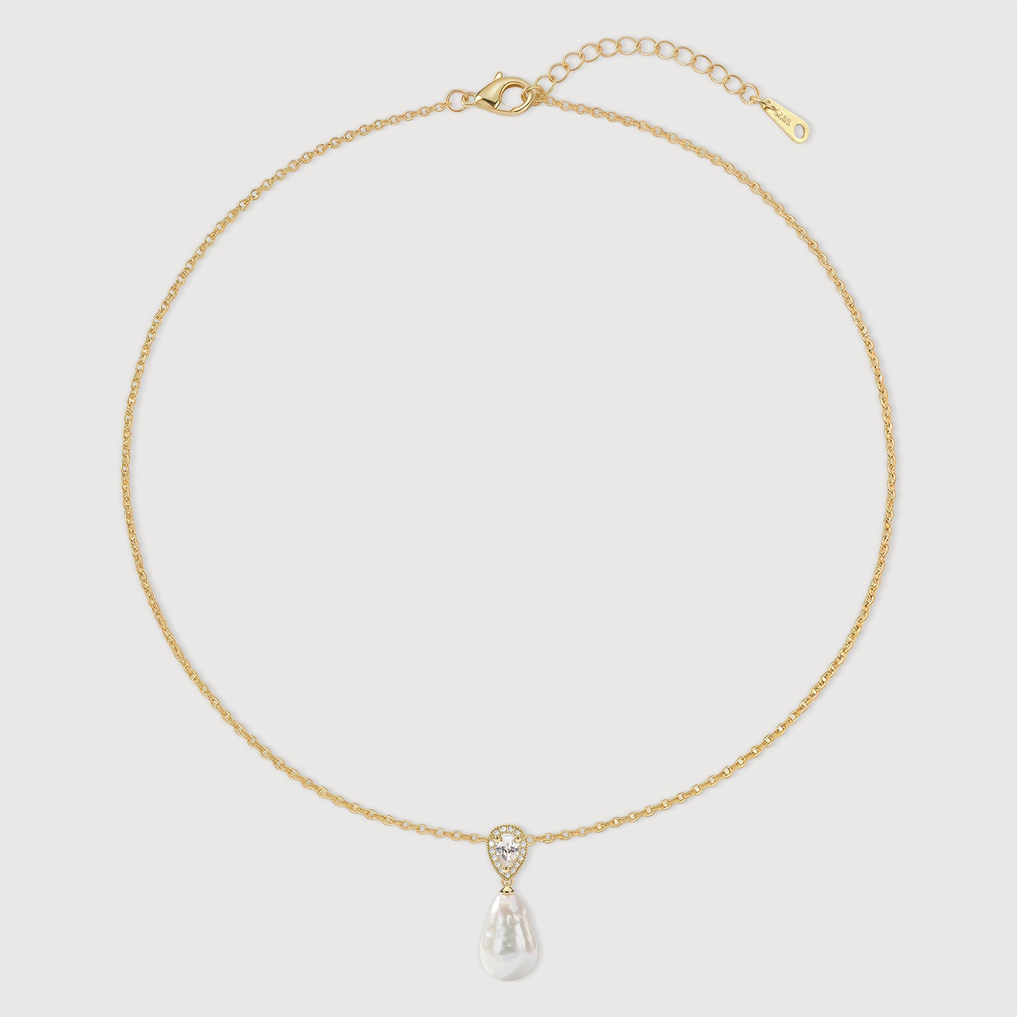 Pear-Cut Halo Freshwater Pearl Necklace