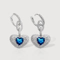 Blue Heart Pavé Link Drop Earrings