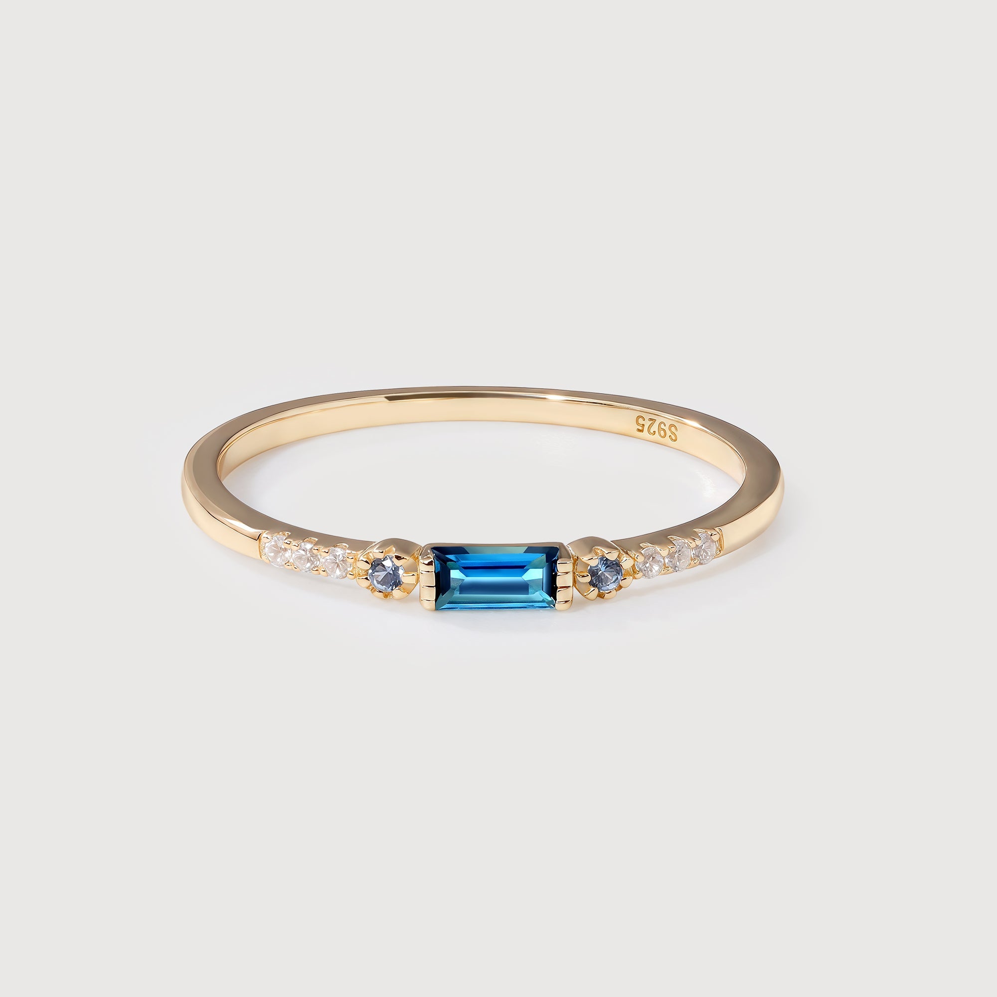 London Blue Gemstone Gold-Plated S925 Ring