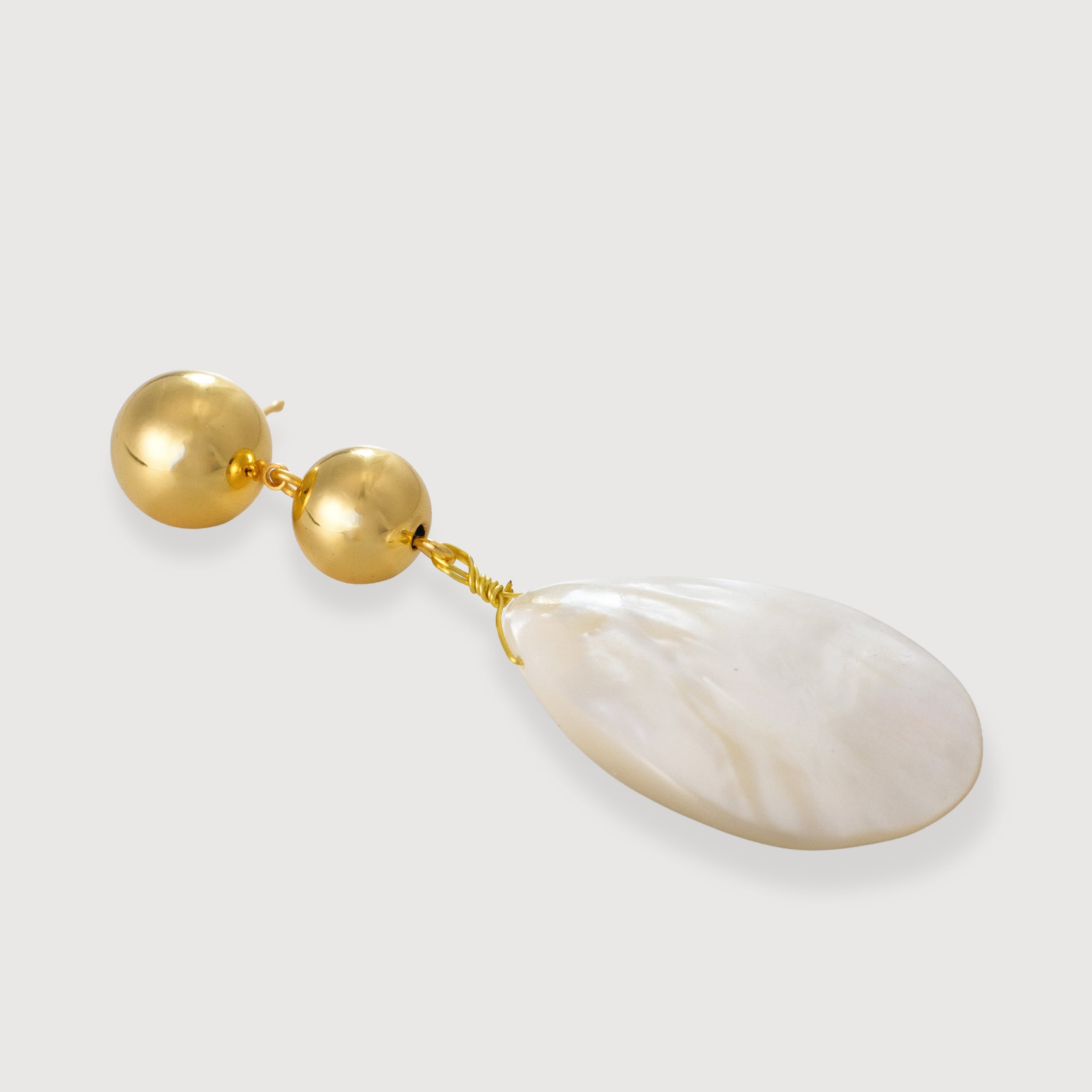 Double Sphere Shell Teardrop Earrings