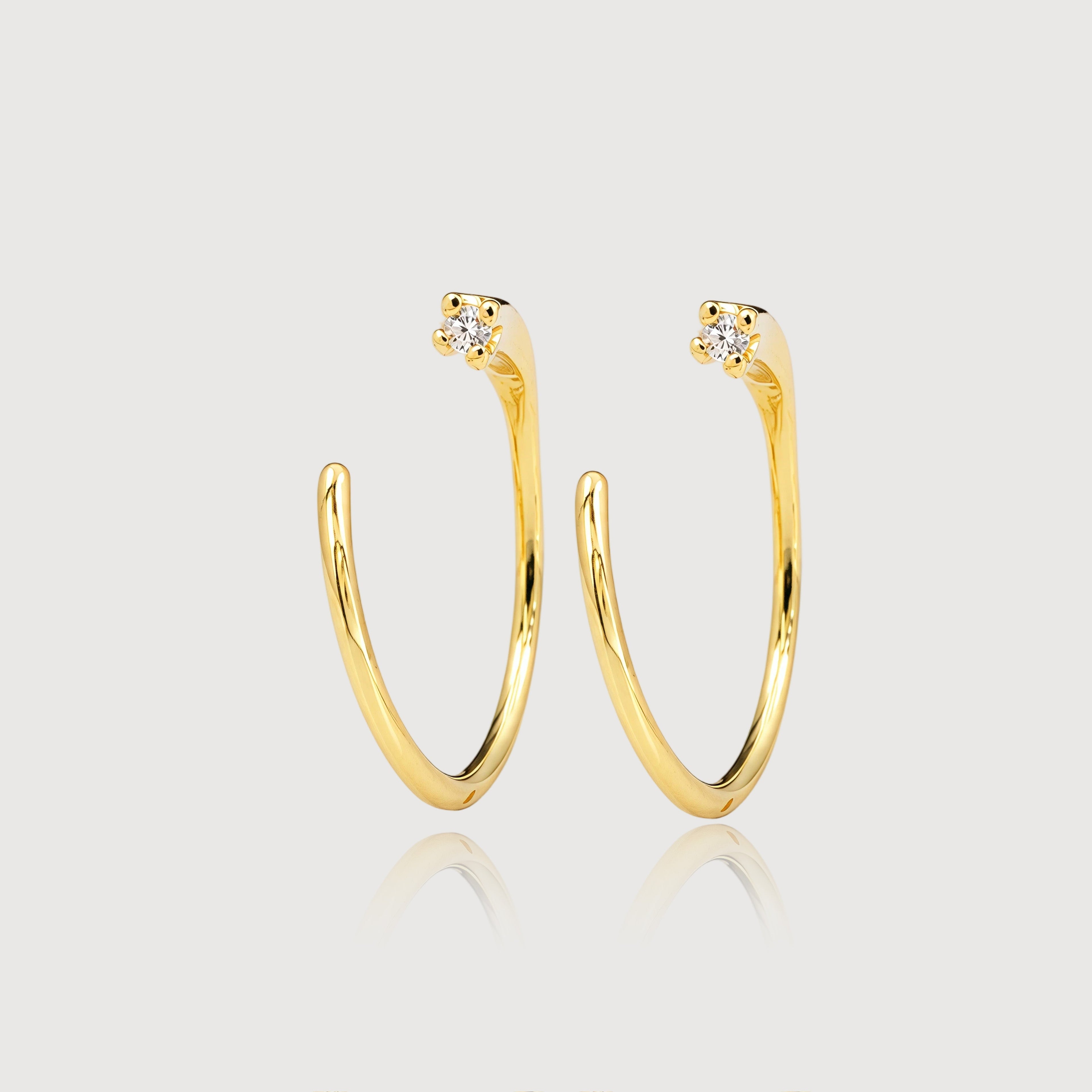 Gold-Plated 925 Silver Open Hoops
