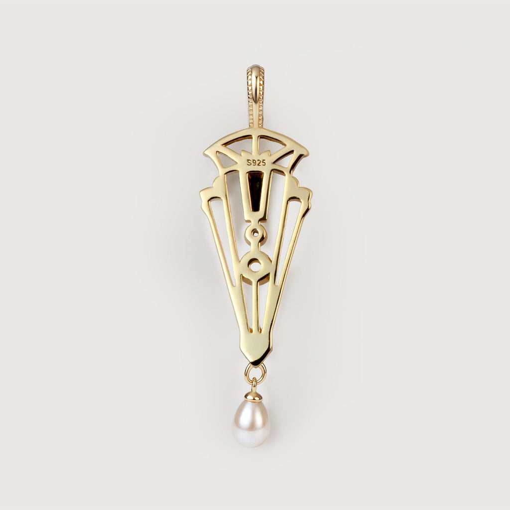 14K Gold Plated Art Deco Pendant Charm