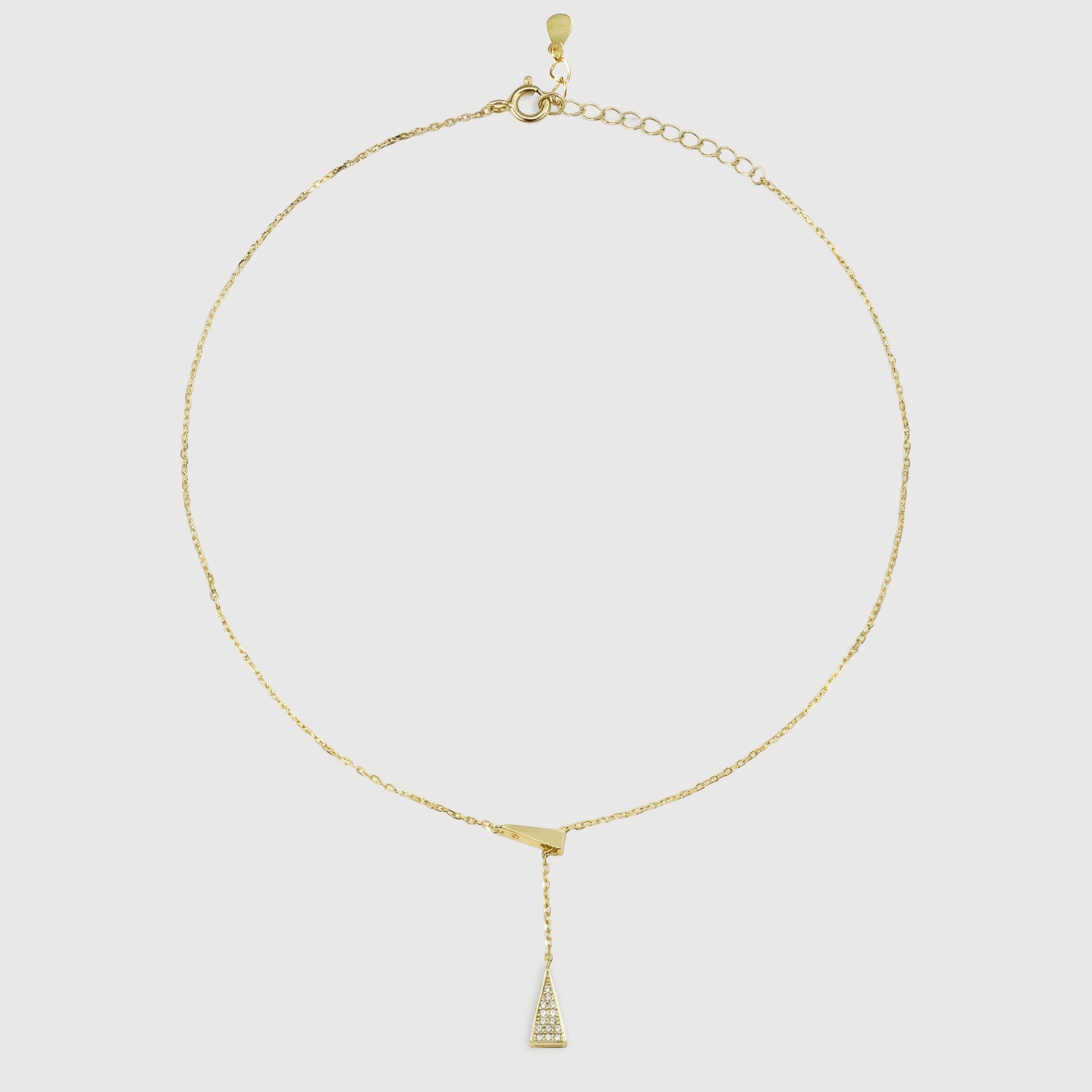 14K Gold-Plated Y-Drop Triangle Necklace
