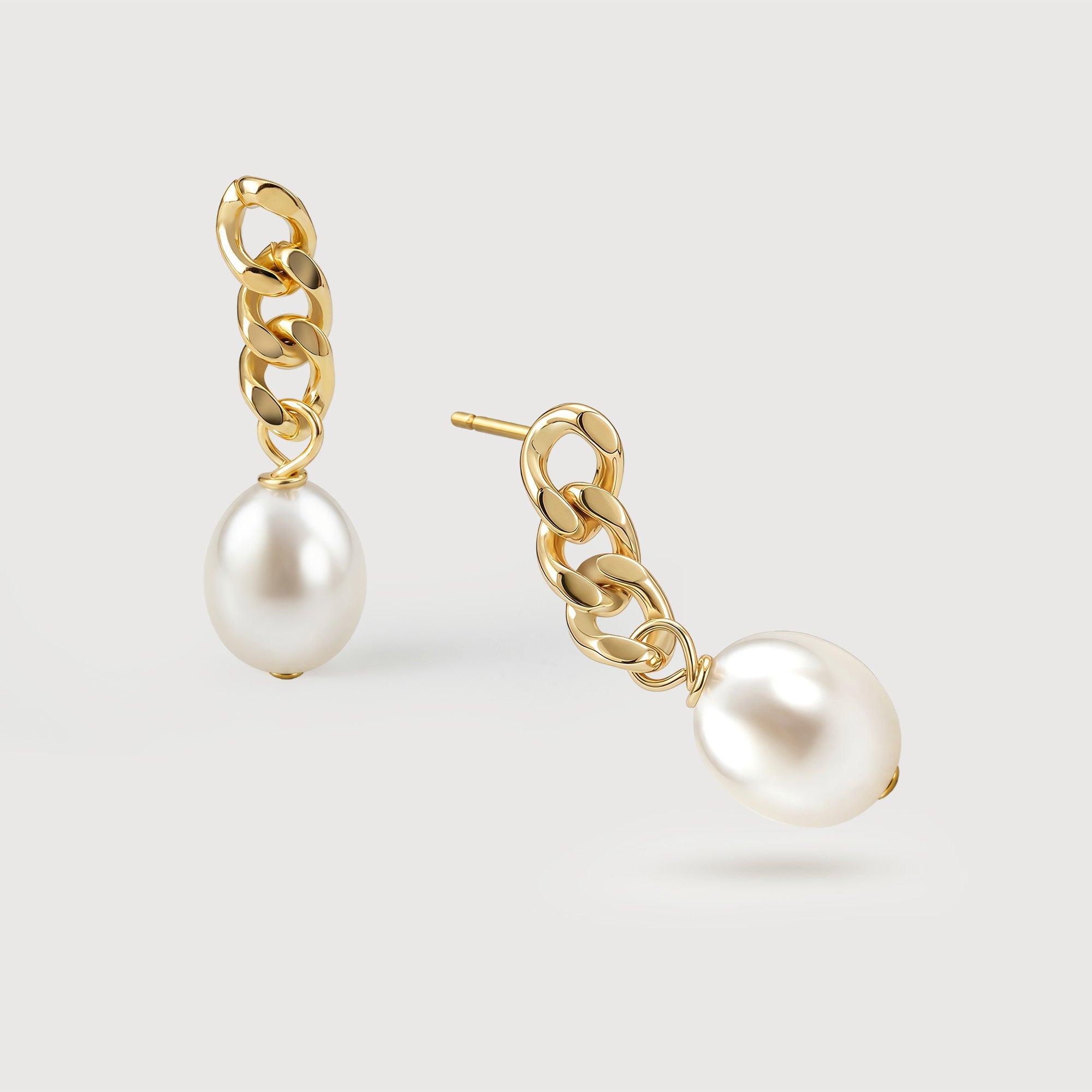 Chunky Chain Pearl Drop Earrings