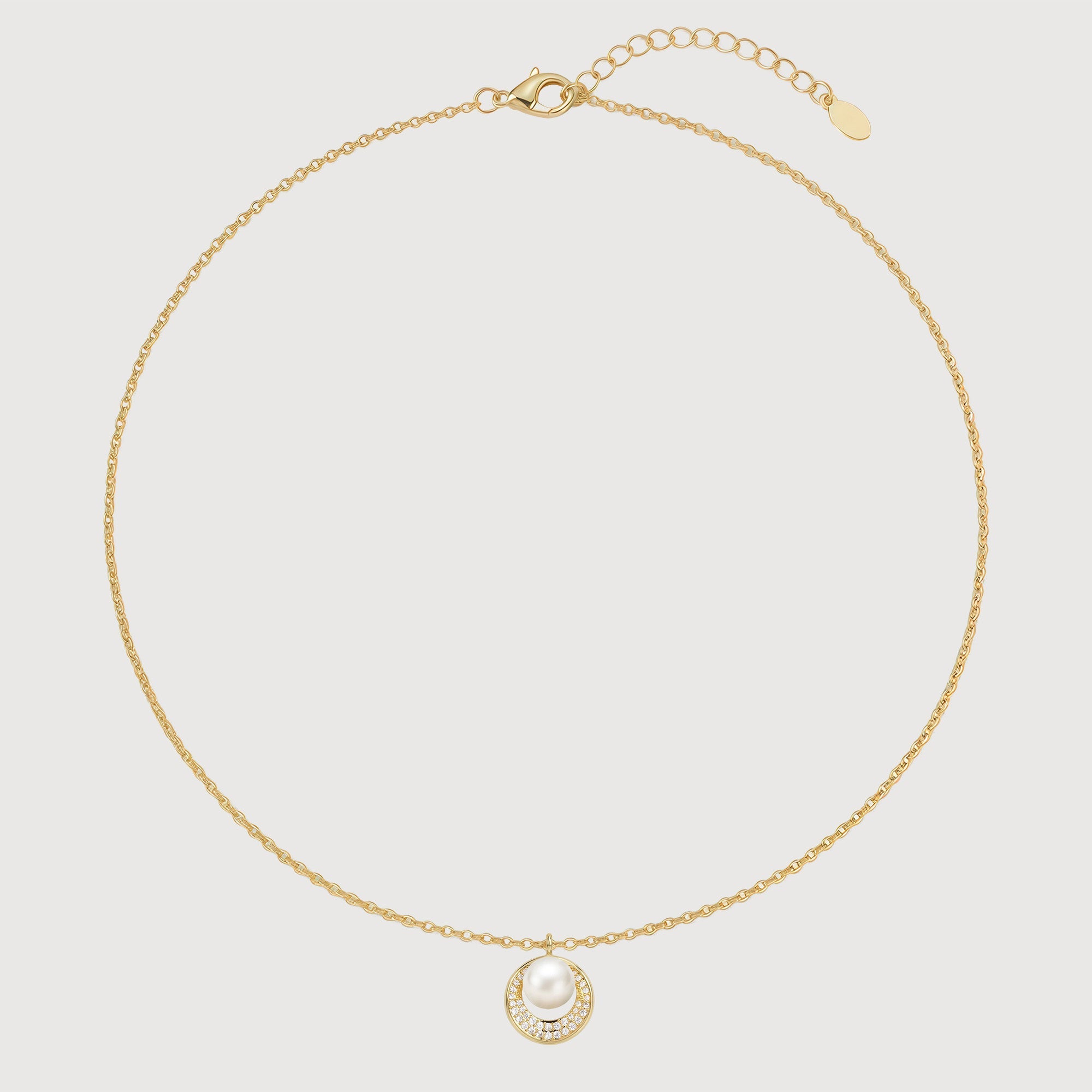 Pearl Crescent 18K Gold-Plated Silver Necklace