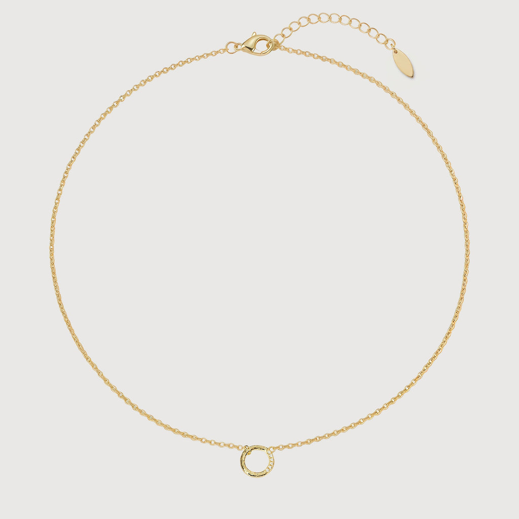 Textured Open Circle Sterling Silver Necklace