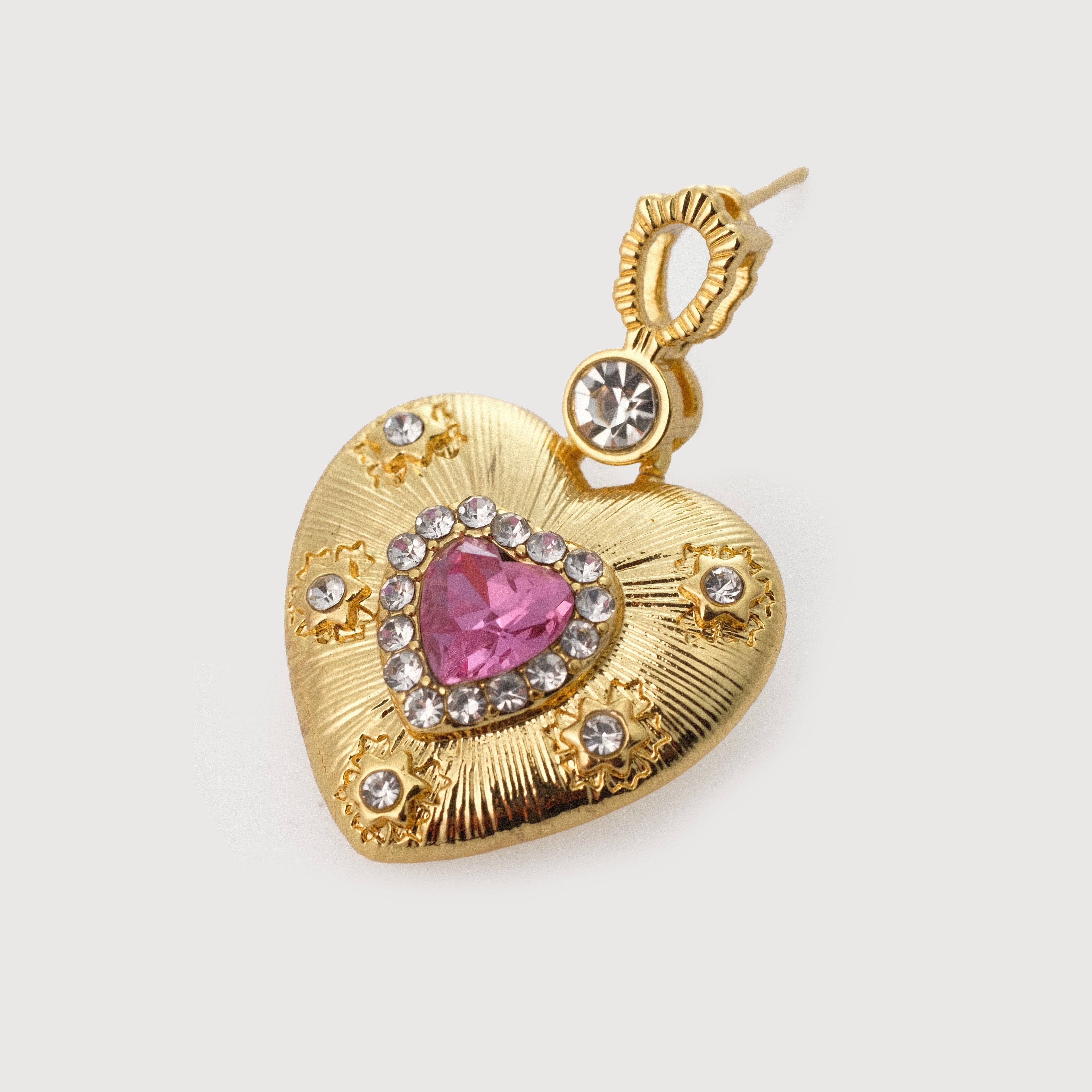 Pink Heart Zirconia Drop Earrings