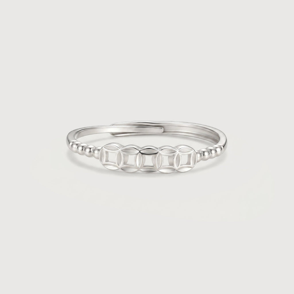 S925 Silver Geometric Open Band Ring