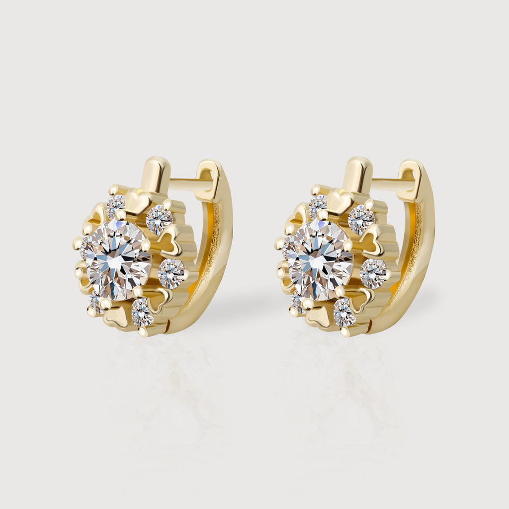 Heart Halo Zirconia Huggie Earrings