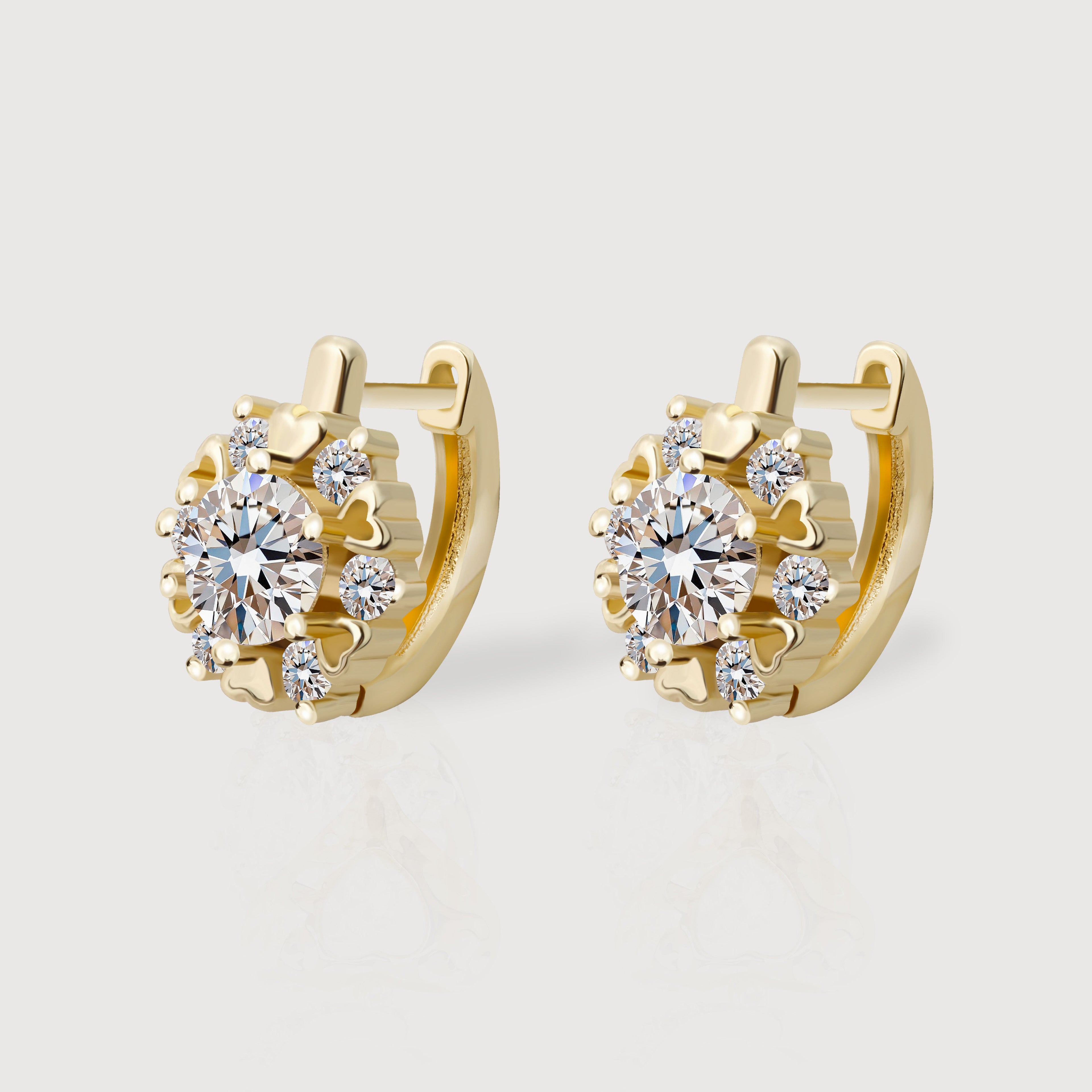 Heart Halo Zirconia Huggie Earrings